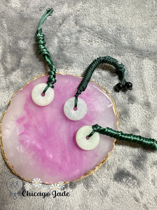 Pingan Kou jadeite jade string necklace bring good wishes of safety green rope