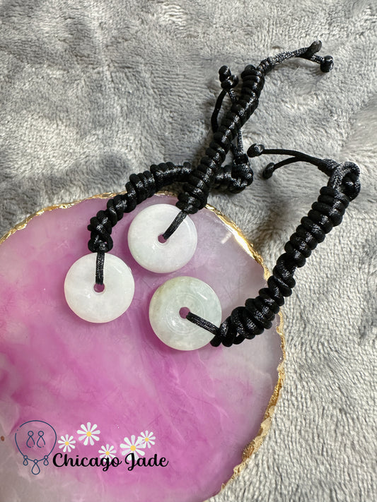 Pingan Kou jadeite jade string necklace adjustable bring good wishes for safety black rope