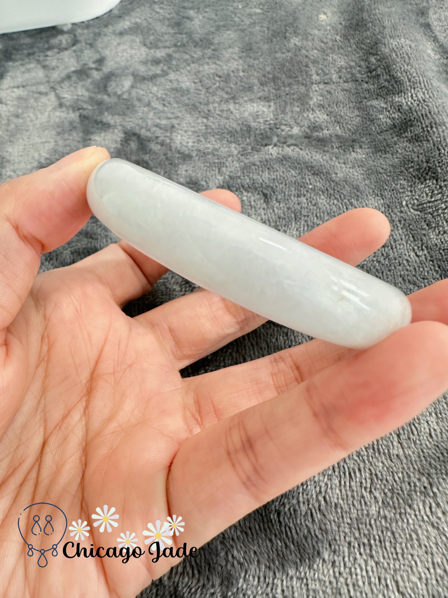 Translucent moonlight flat inside jadeite jade bangle high quality authentic with certificate size M 54.1mm