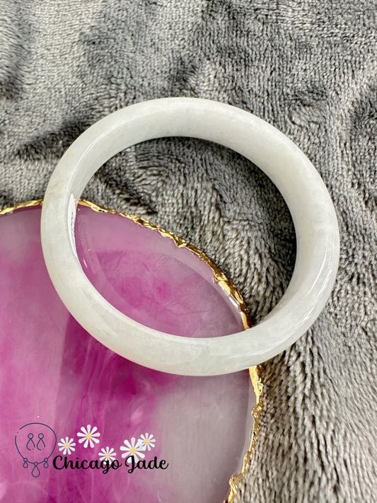 Translucent moonlight flat inside jadeite jade bangle high quality authentic with certificate size M 54.1mm