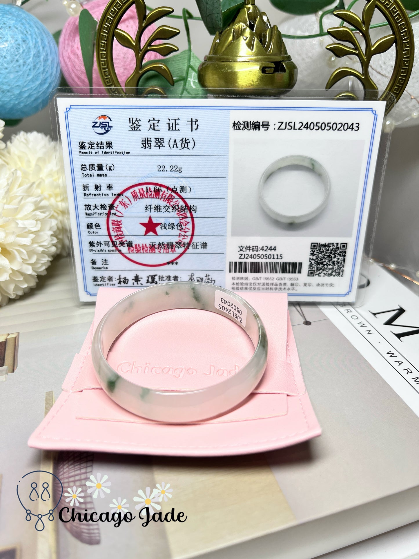 51.1mm Size XXS High Quality Translucent Icy Princess Style Natural Grade A Authentic Jadeite Jade Feicui Bangle