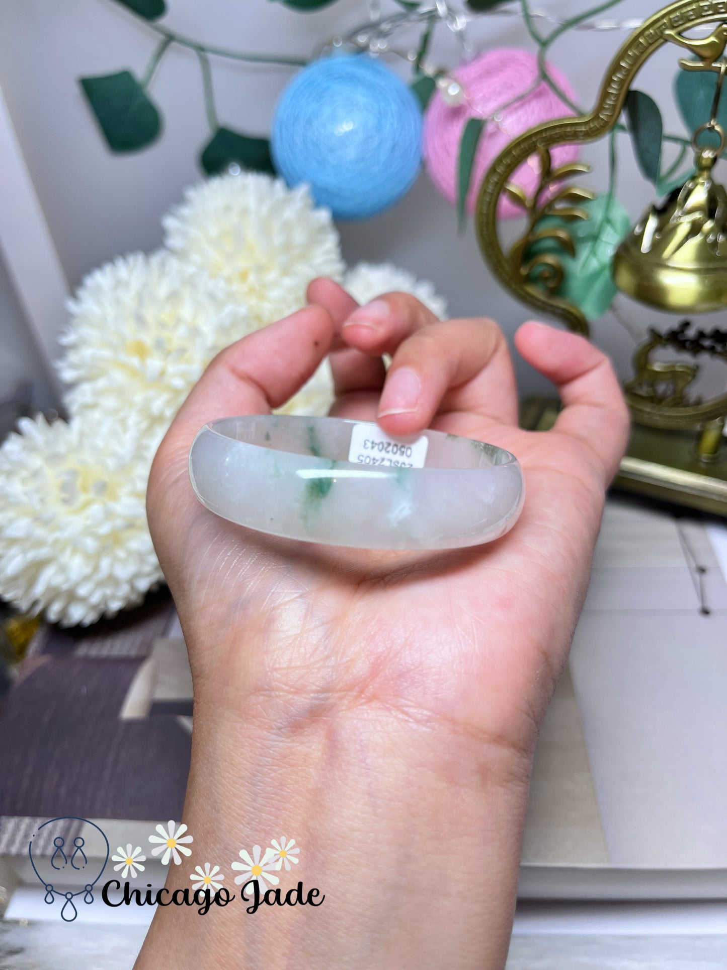 51.1mm Size XXS High Quality Translucent Icy Princess Style Natural Grade A Authentic Jadeite Jade Feicui Bangle