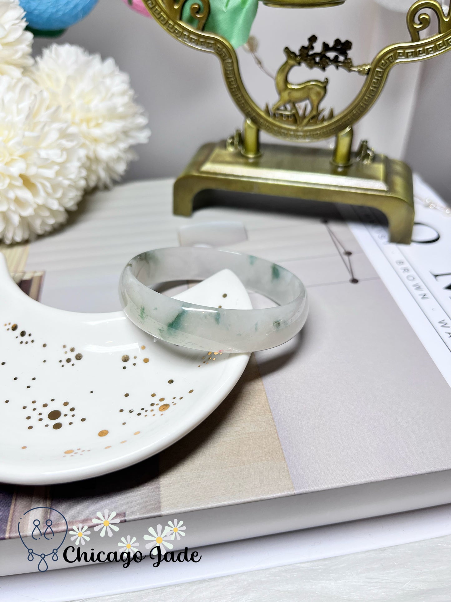 51.1mm Size XXS High Quality Translucent Icy Princess Style Natural Grade A Authentic Jadeite Jade Feicui Bangle