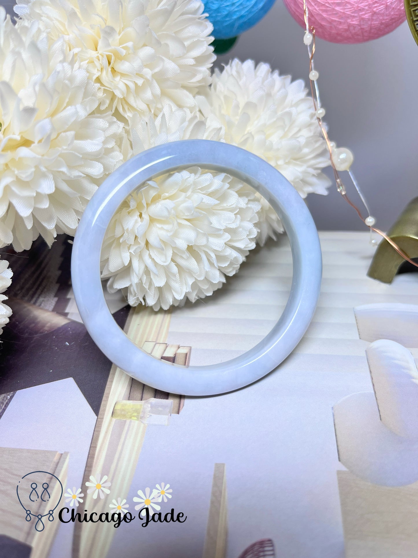 55.4mm Size S Milky Blue Natural Grade A Authentic Untreated Burma Jadeite Jade Feicui Bangle