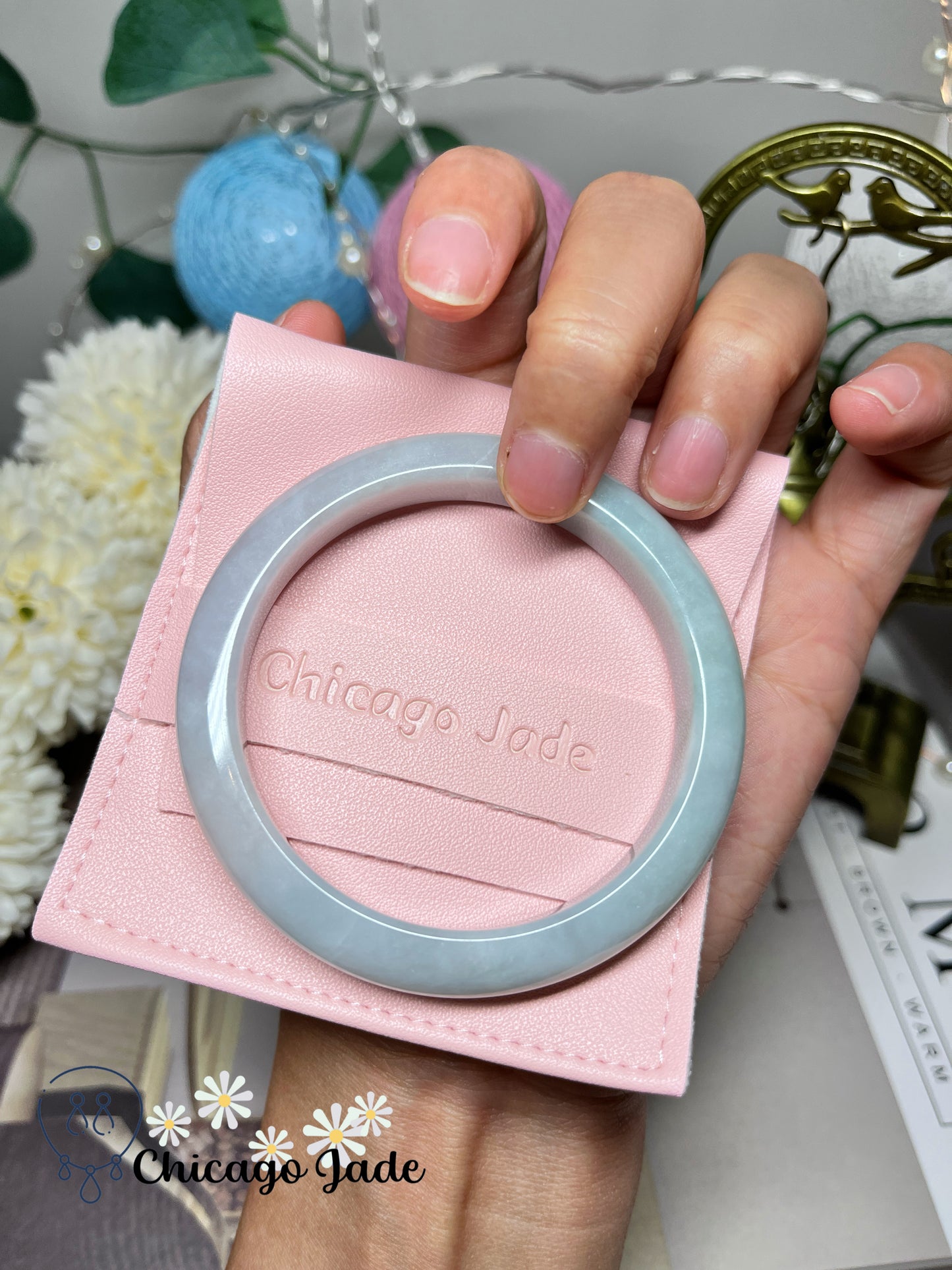 55.4mm Size S Blue Purple Bi-Color Natural Grade A Authentic Untreated Burma Jadeite Jade Feicui Bangle