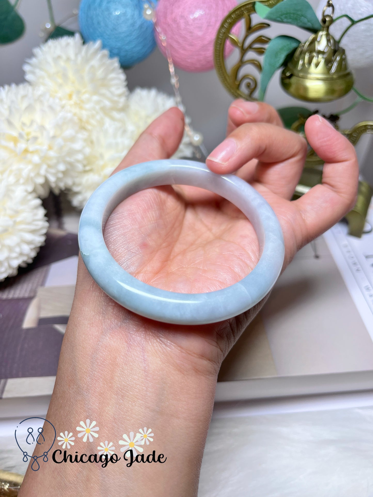 55.4mm Size S Blue Purple Bi-Color Natural Grade A Authentic Untreated Burma Jadeite Jade Feicui Bangle