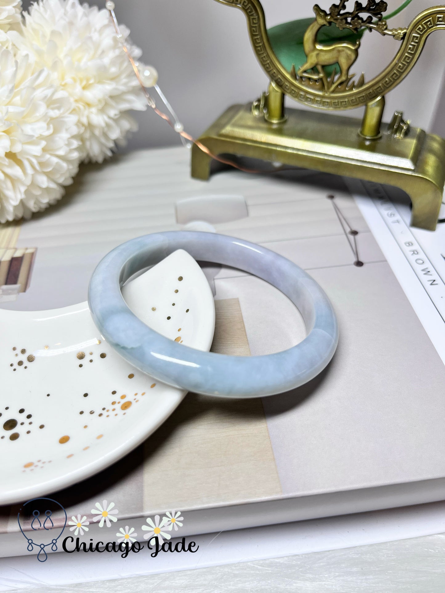 55.4mm Size S Blue Purple Bi-Color Natural Grade A Authentic Untreated Burma Jadeite Jade Feicui Bangle
