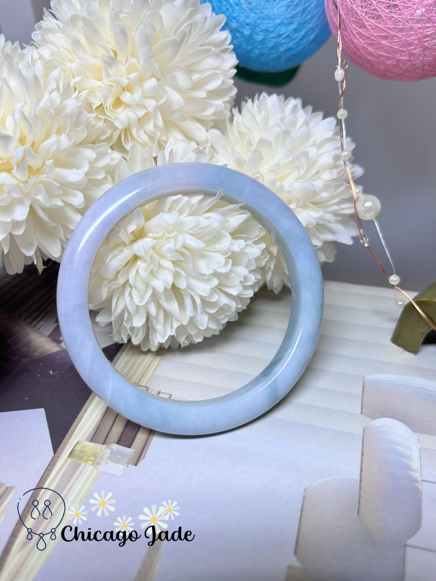 55.4mm Size S Blue Purple Bi-Color Natural Grade A Authentic Untreated Burma Jadeite Jade Feicui Bangle