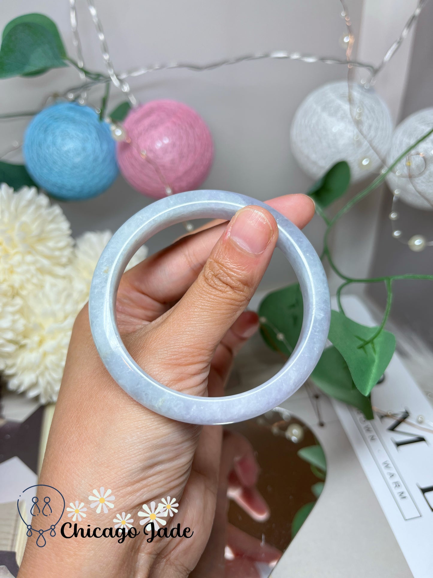 55.2mm Size S Light Icy Purple Natural Grade A Authentic Untreated Burma Jadeite Jade Feicui Bangle
