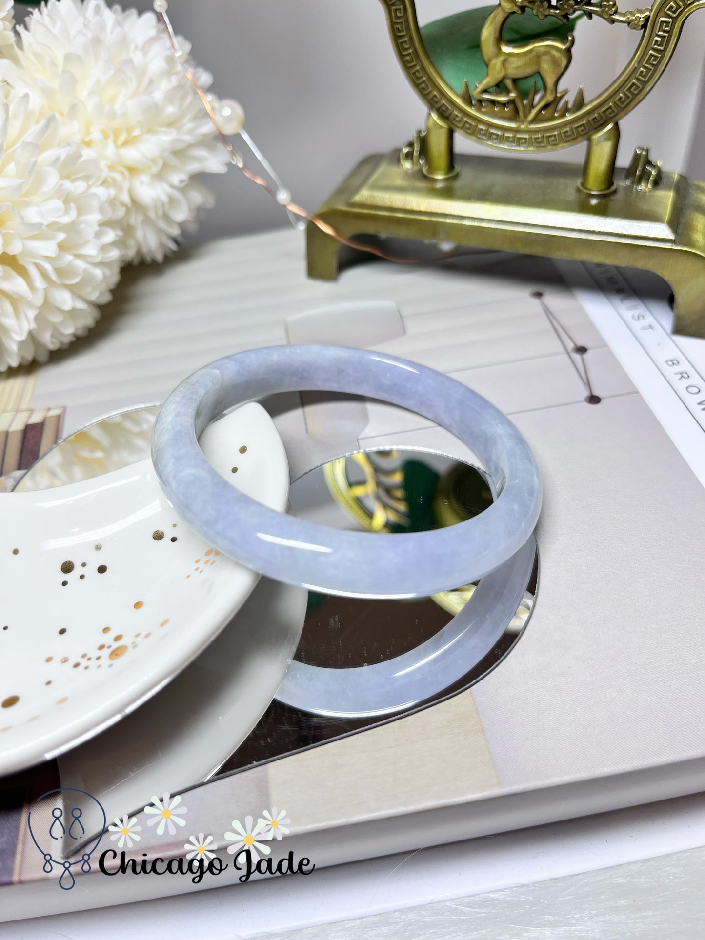 55.2mm Size S Light Icy Purple Natural Grade A Authentic Untreated Burma Jadeite Jade Feicui Bangle