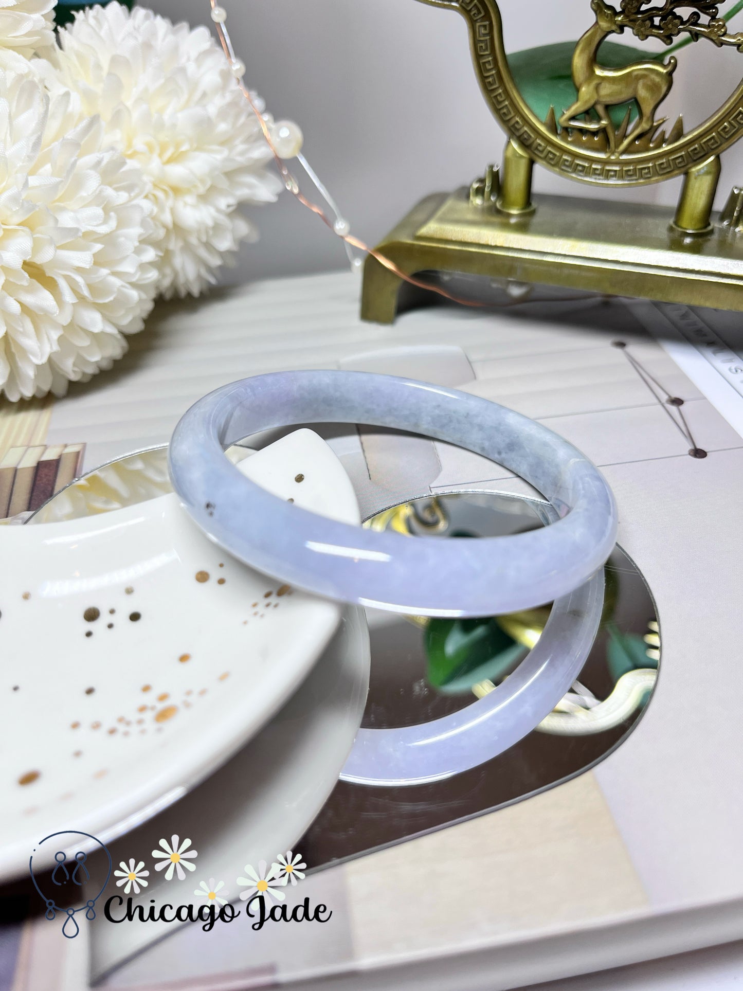 55.2mm Size S Light Icy Purple Natural Grade A Authentic Untreated Burma Jadeite Jade Feicui Bangle