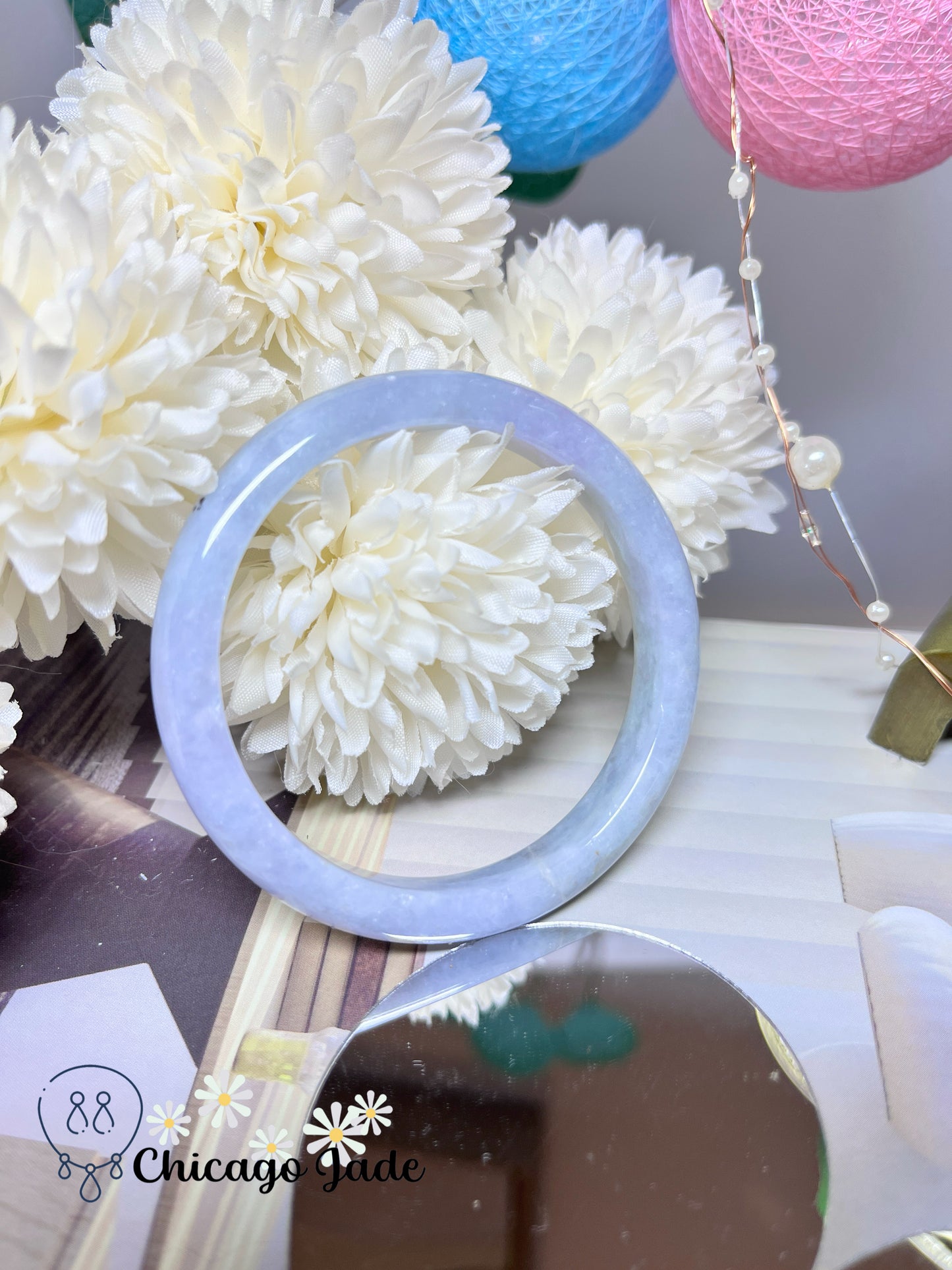 55.2mm Size S Light Icy Purple Natural Grade A Authentic Untreated Burma Jadeite Jade Feicui Bangle