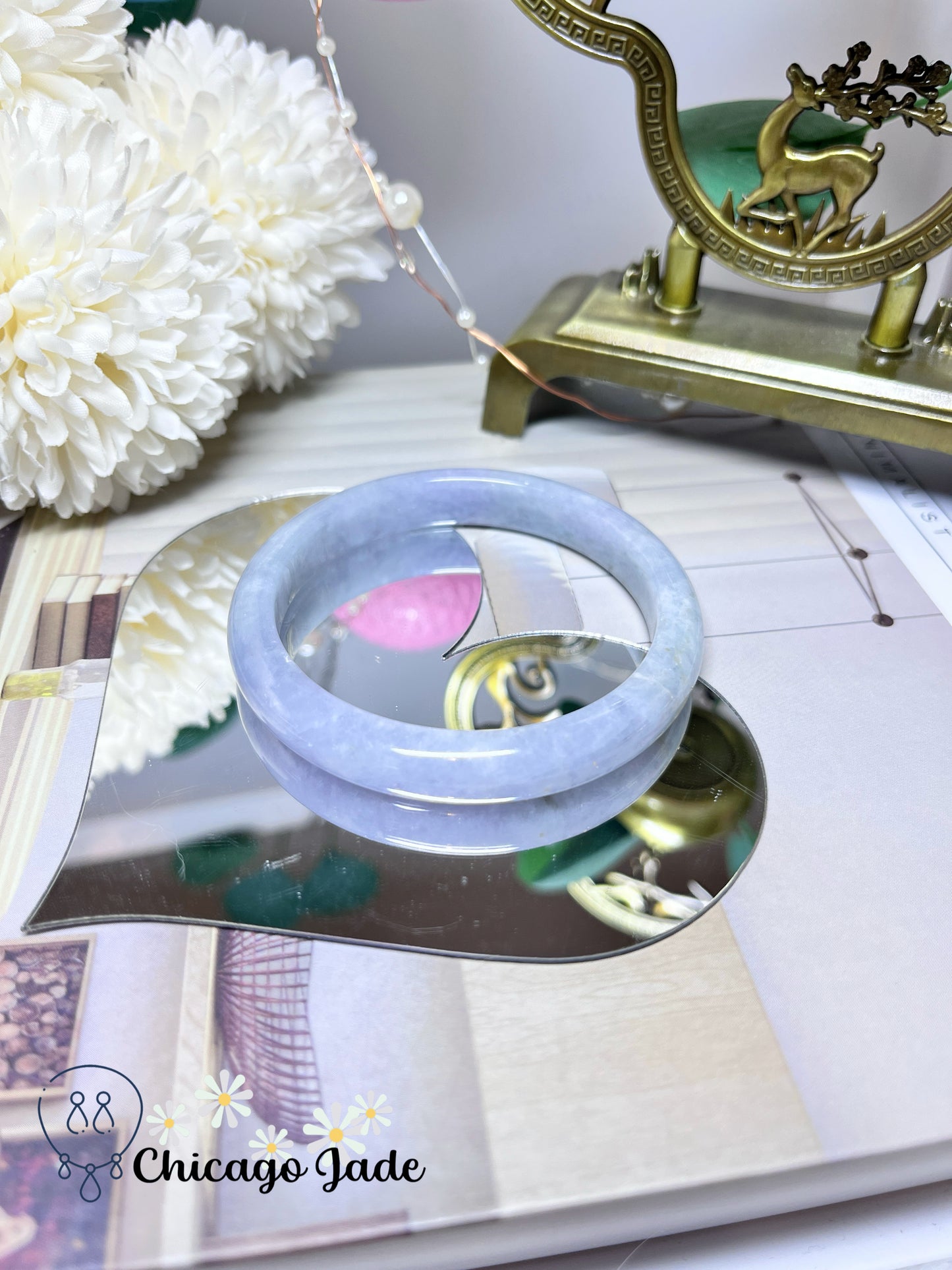 55.2mm Size S Light Icy Purple Natural Grade A Authentic Untreated Burma Jadeite Jade Feicui Bangle