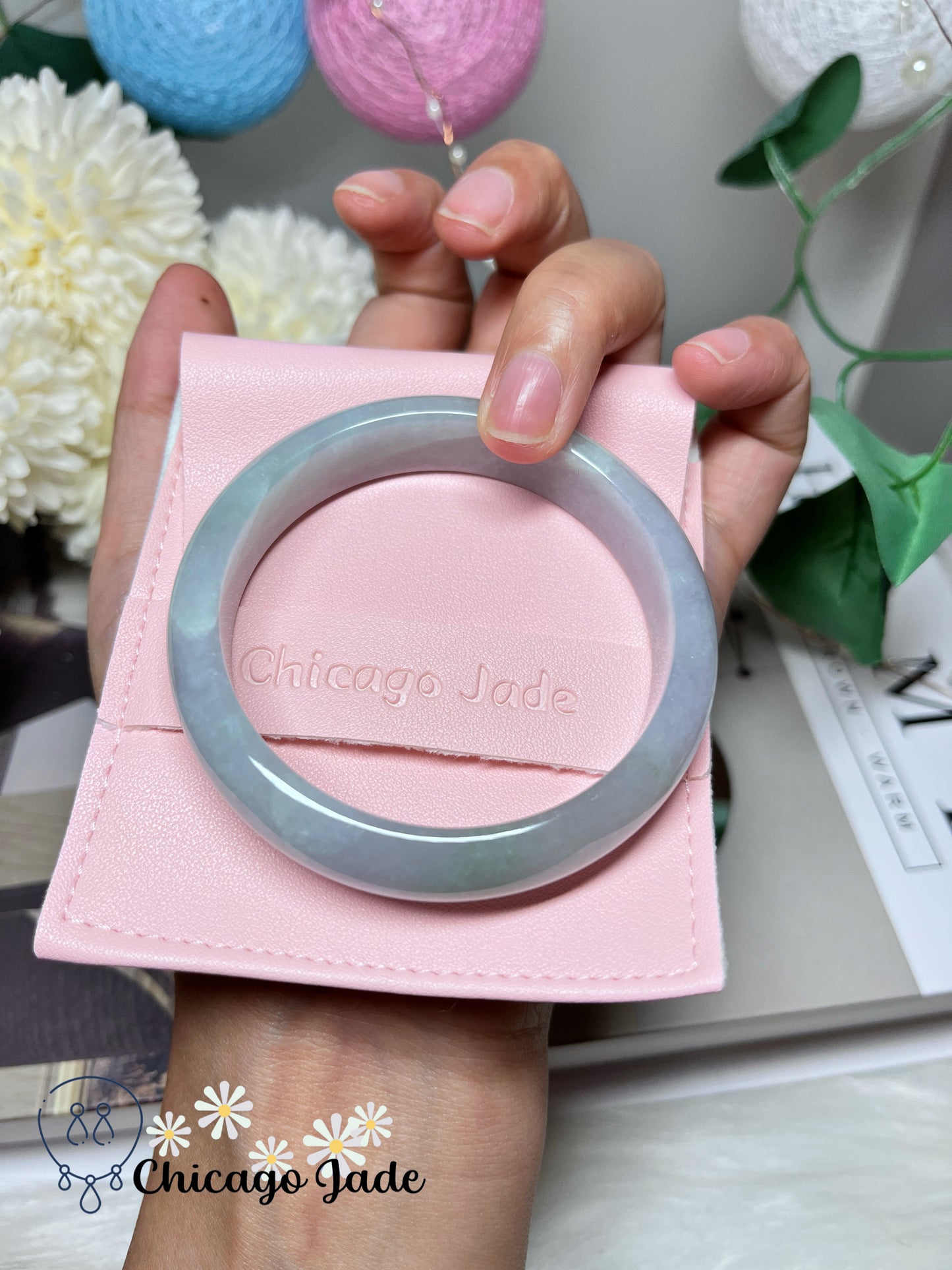 56mm Size S Icy Purple Blue Natural Grade A Authentic Untreated Burma Jadeite Jade Feicui Bangle