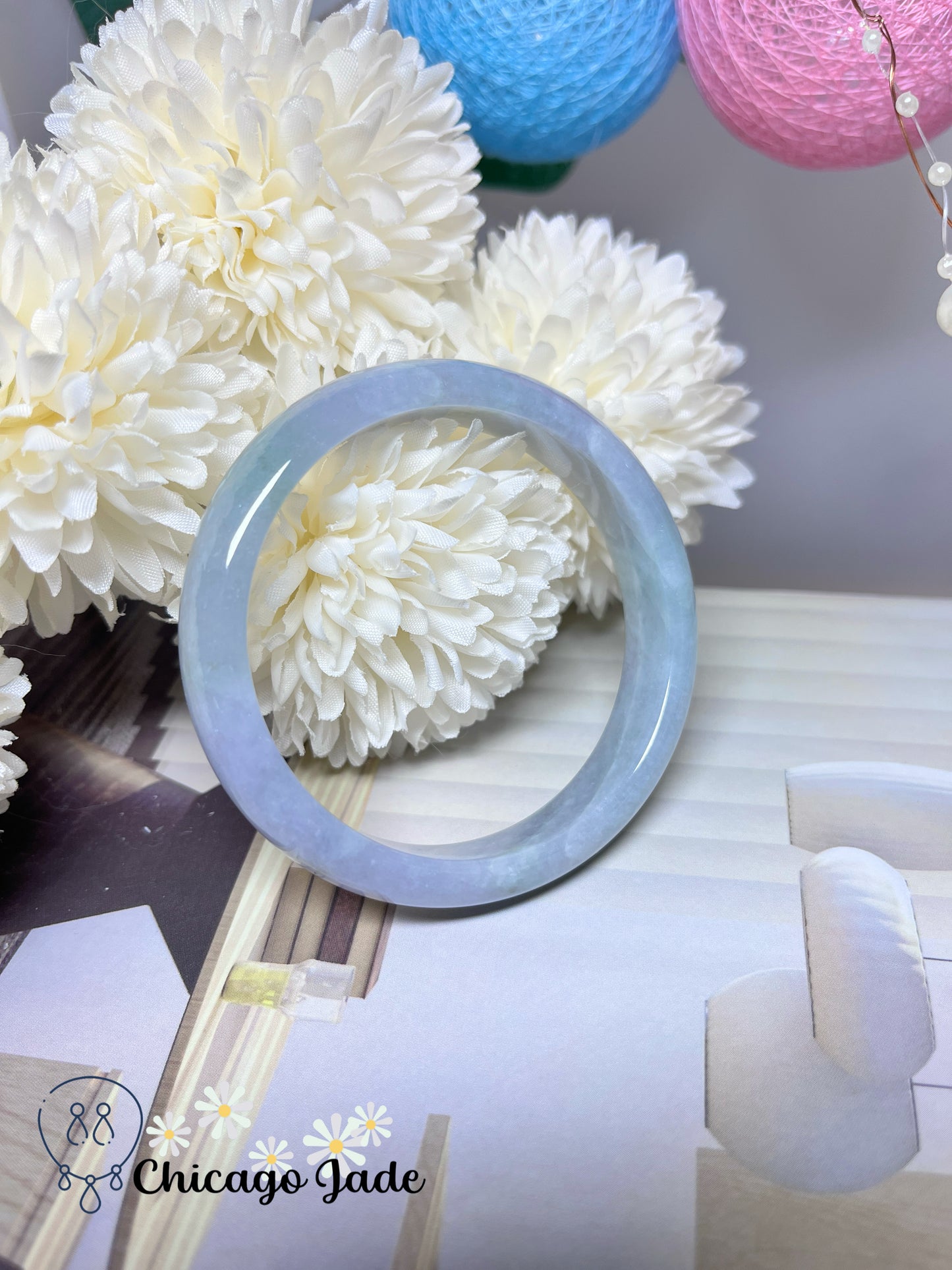 56mm Size S Icy Purple Blue Natural Grade A Authentic Untreated Burma Jadeite Jade Feicui Bangle