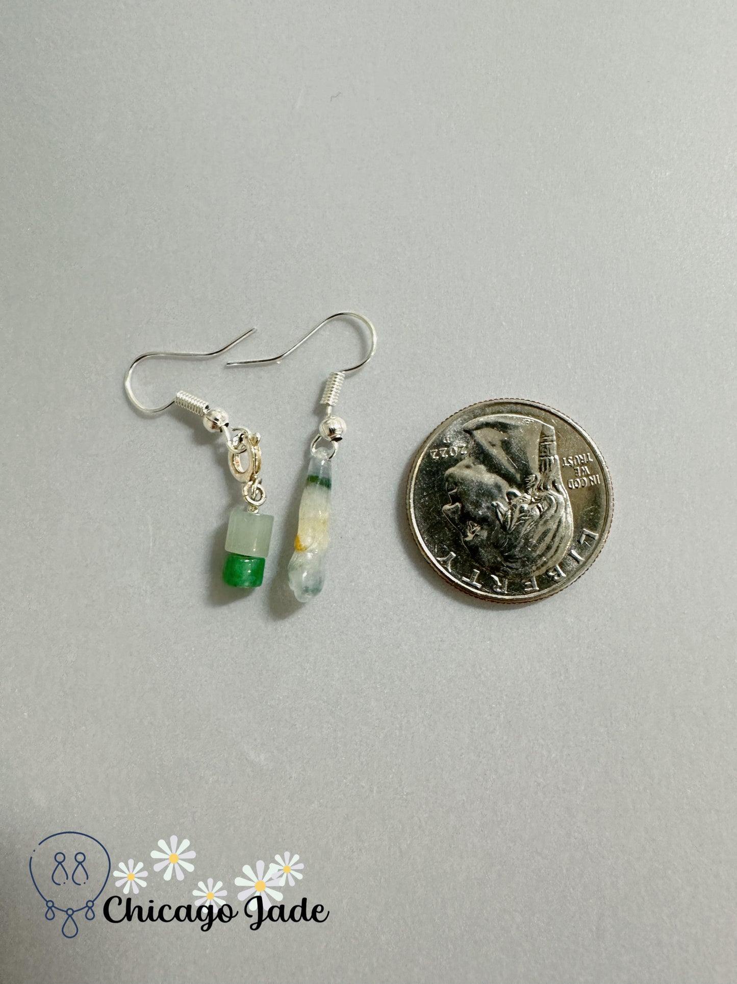 Green Aventurine Gemstone Drop Earrings, Handmade Jadeite Jade Design, Purple & Green Stones