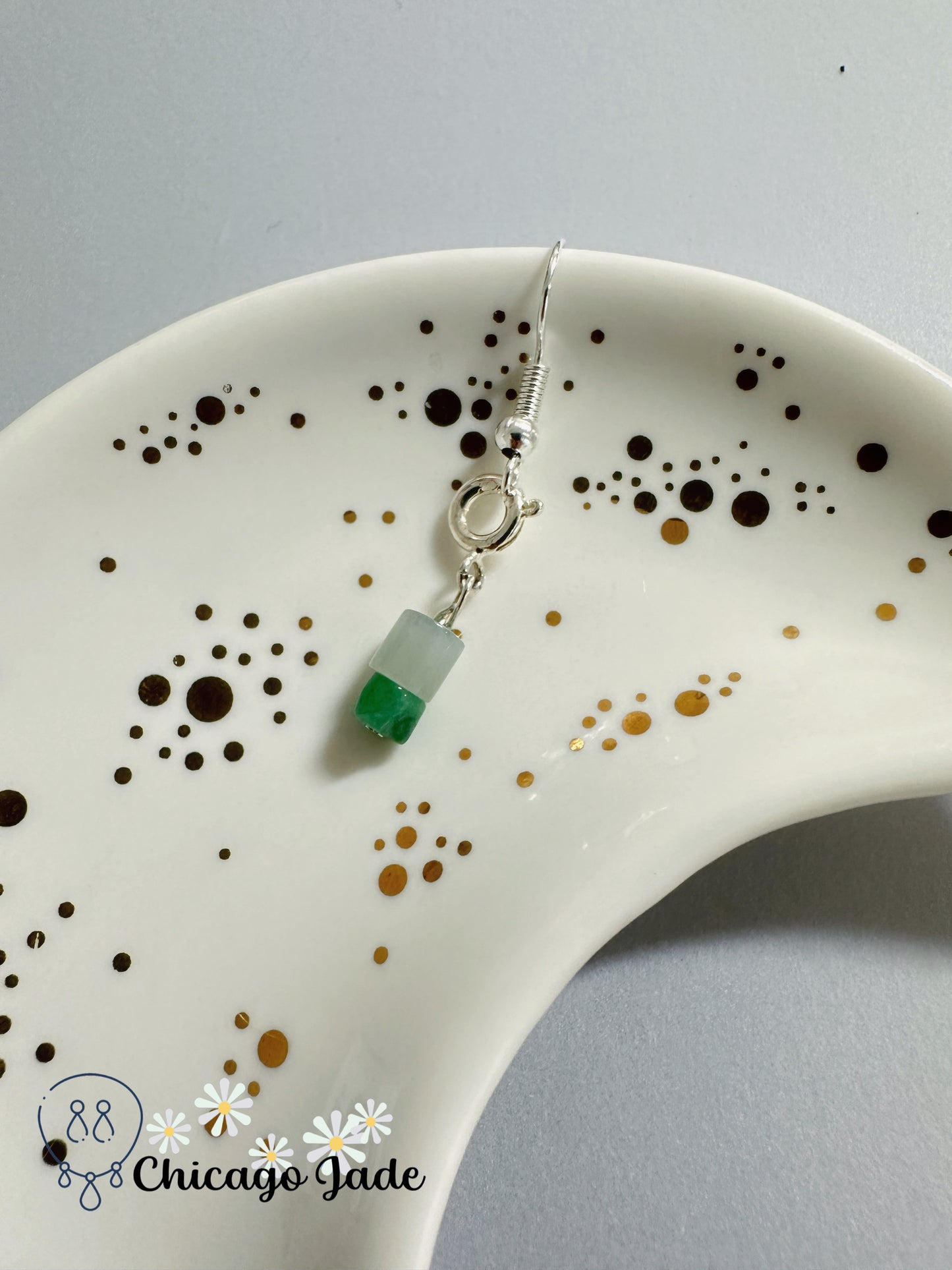 Green Aventurine Gemstone Drop Earrings, Handmade Jadeite Jade Design, Purple & Green Stones