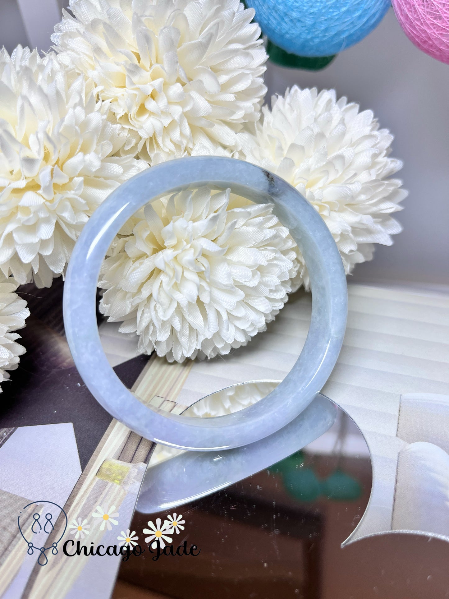 59mm Size L Light Blue Purple Natural Grade A Authentic Untreated Burma Jadeite Jade Feicui Bangle