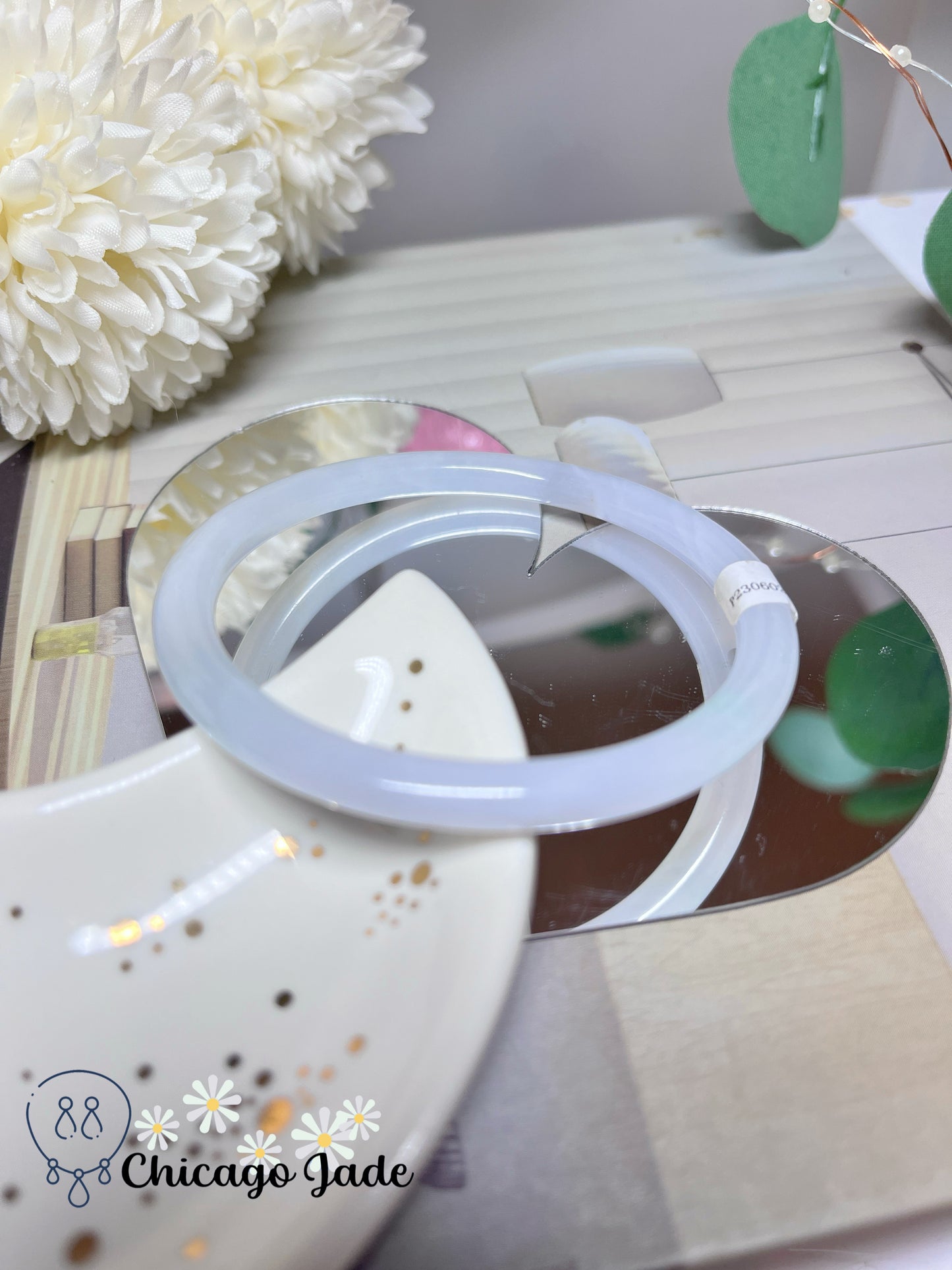 56.7mm Size M Icy Translucent Natural Grade A Authentic Untreated Burma Jadeite Jade Feicui Bangle