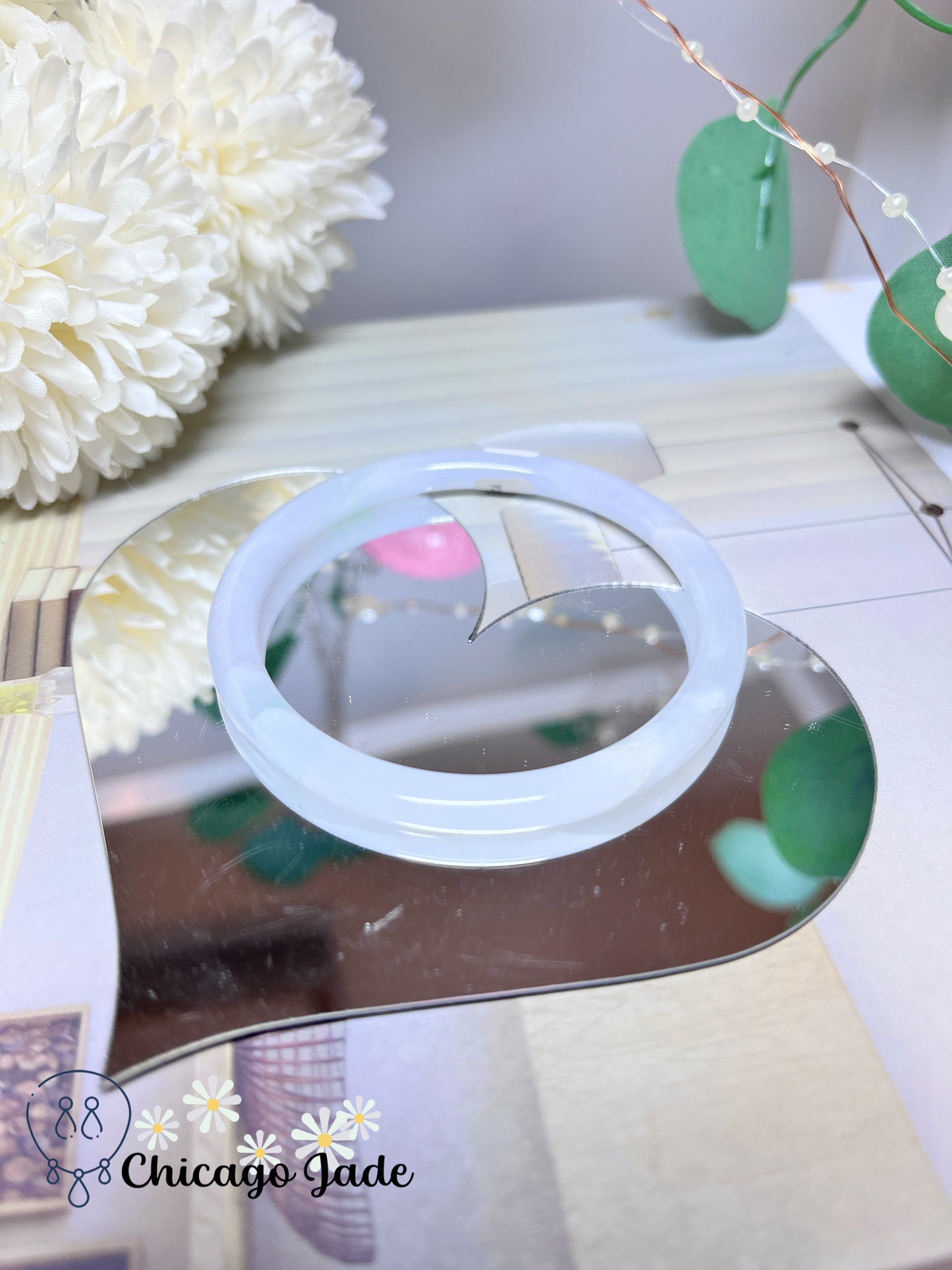 56.7mm Size M Icy Translucent Natural Grade A Authentic Untreated Burma Jadeite Jade Feicui Bangle