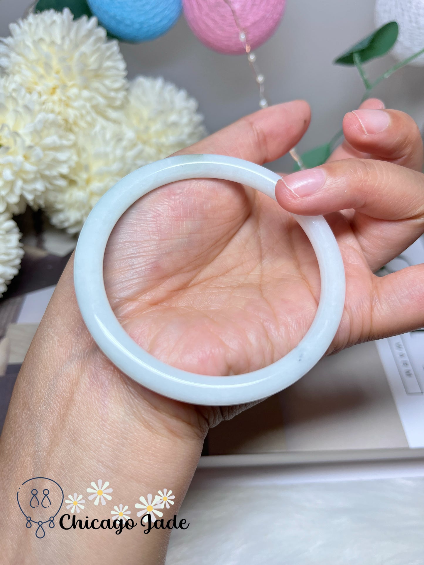58.9mm Size L Blue Purple Natural Grade A Authentic Untreated Jadeite Jade Feicui Bangle