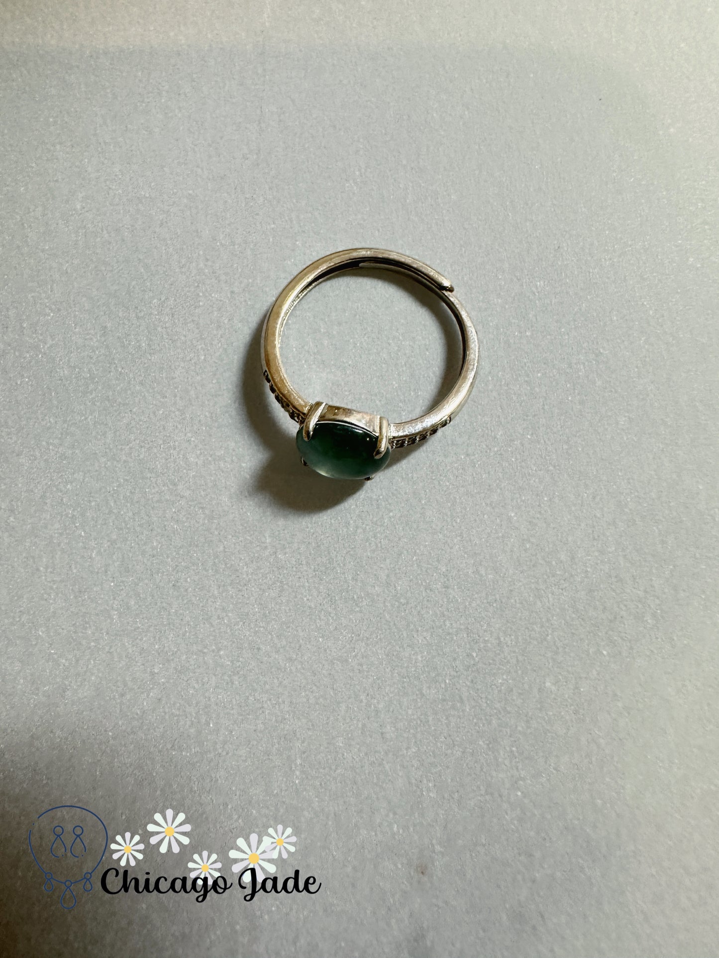 Sterling Silver Adjustable Lake Blue Jade Ring with Green Agate Earrings Set, Translucent Authentic High Quality Jadeite