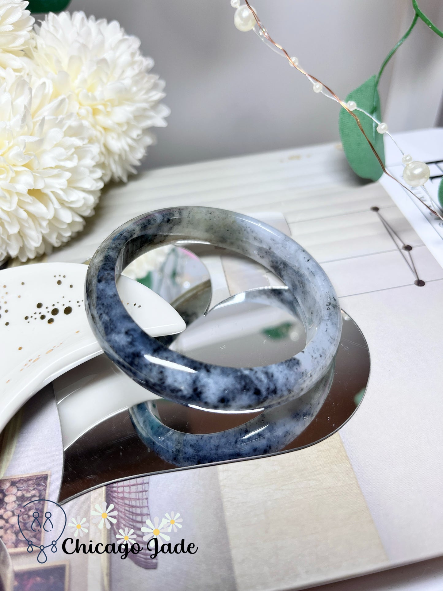 56.4mm Size M Dark Grey Black Yellow Multi-Color Natural Untreated Grade A Authentic Jadeite Jade Feicui Bangle