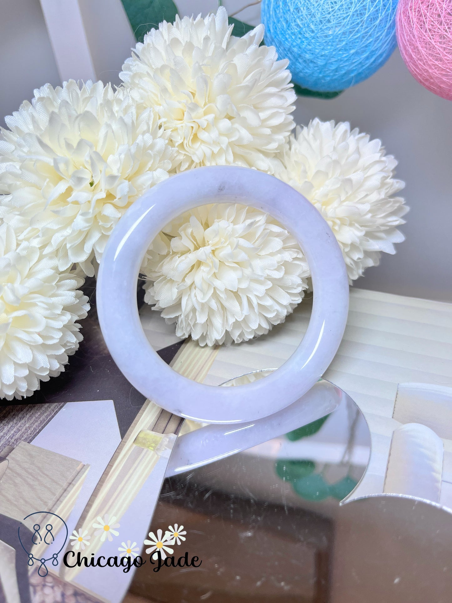 54.8mm Size S Moonlight White Round Natural Grade A Authentic Jadeite Jade Feicui Bangle