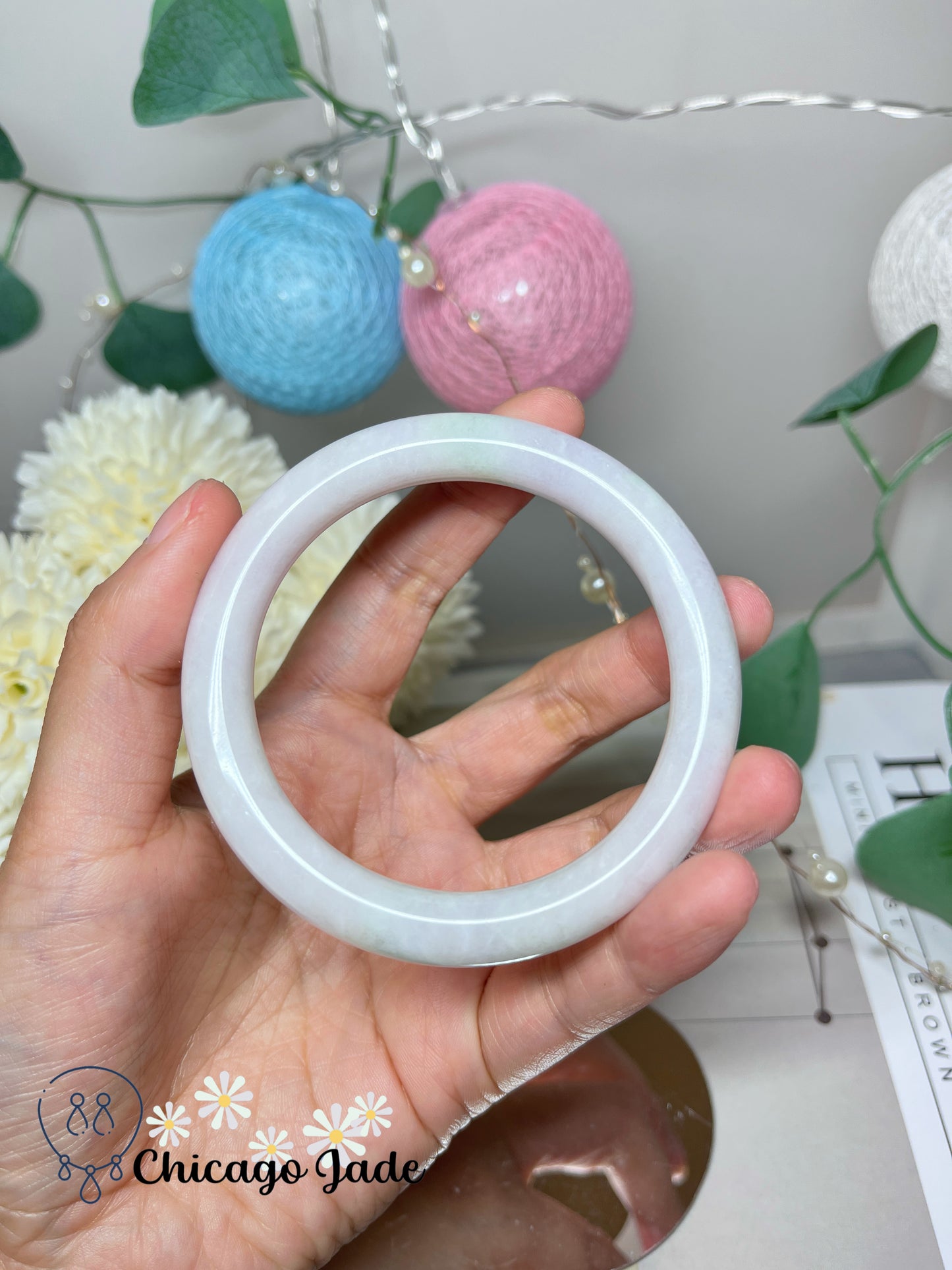 56.7mm Size S Pink Green Natural Grade A Authentic Burma Jadeite Jade Feicui Bangle
