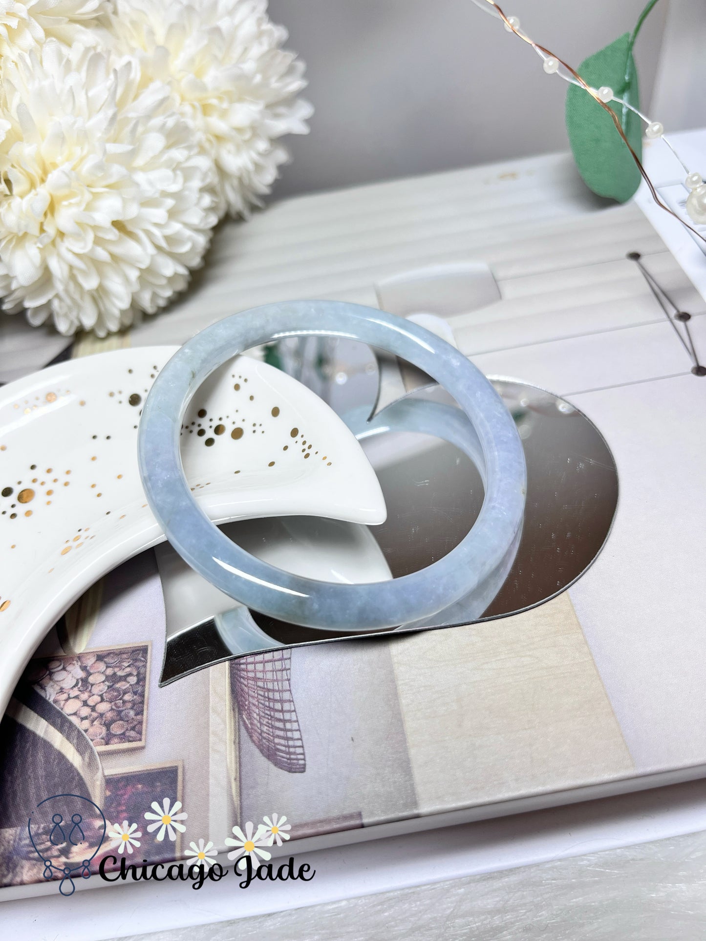 56.3mm Size S Purple Blue Natural Grade A Authentic Untreated Burma Jadeite Jade Feicui Bangle
