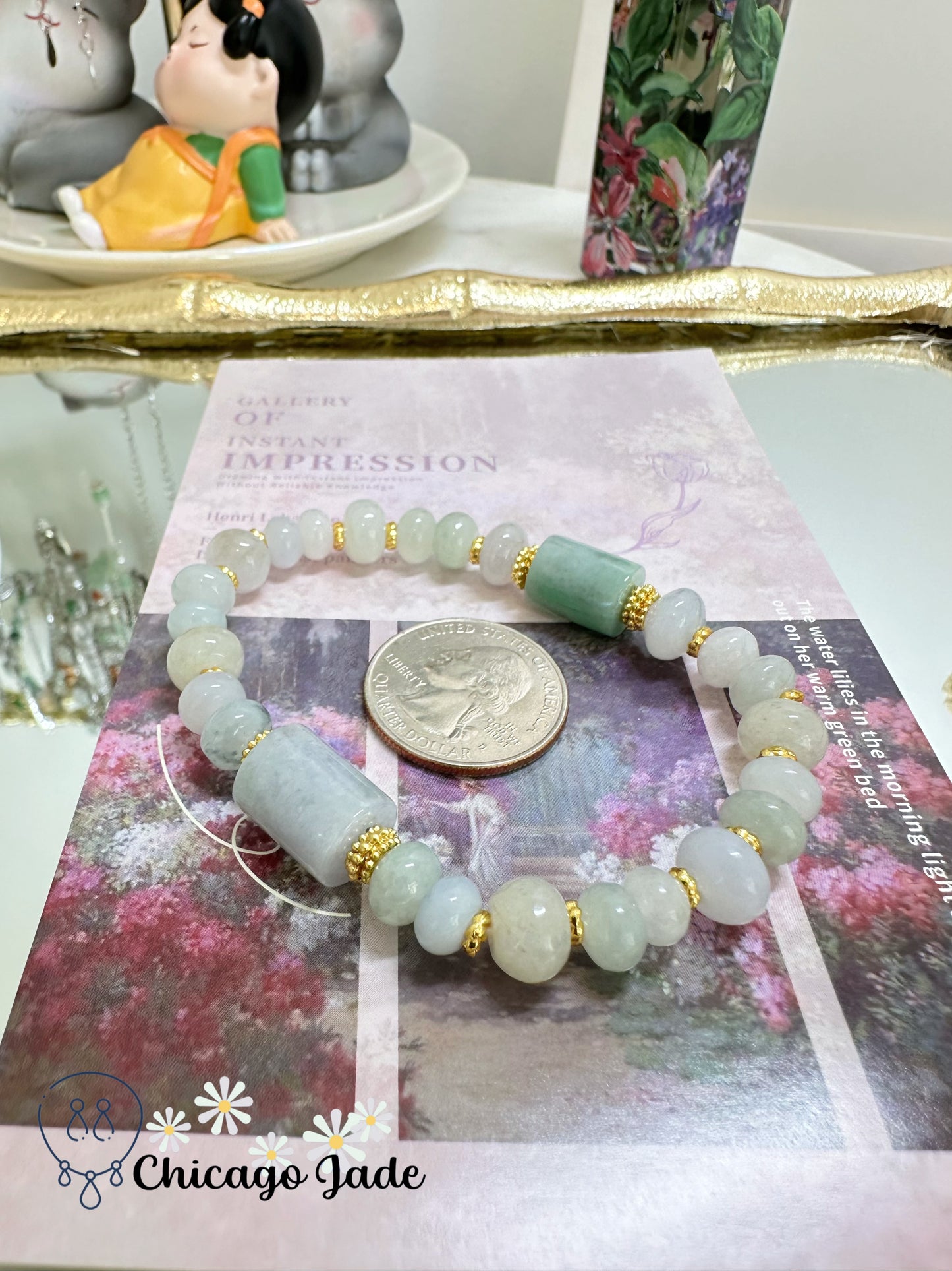 Multi-color translucent large donut jadeite jade beaded bracelet - Authentic Grade A high quality