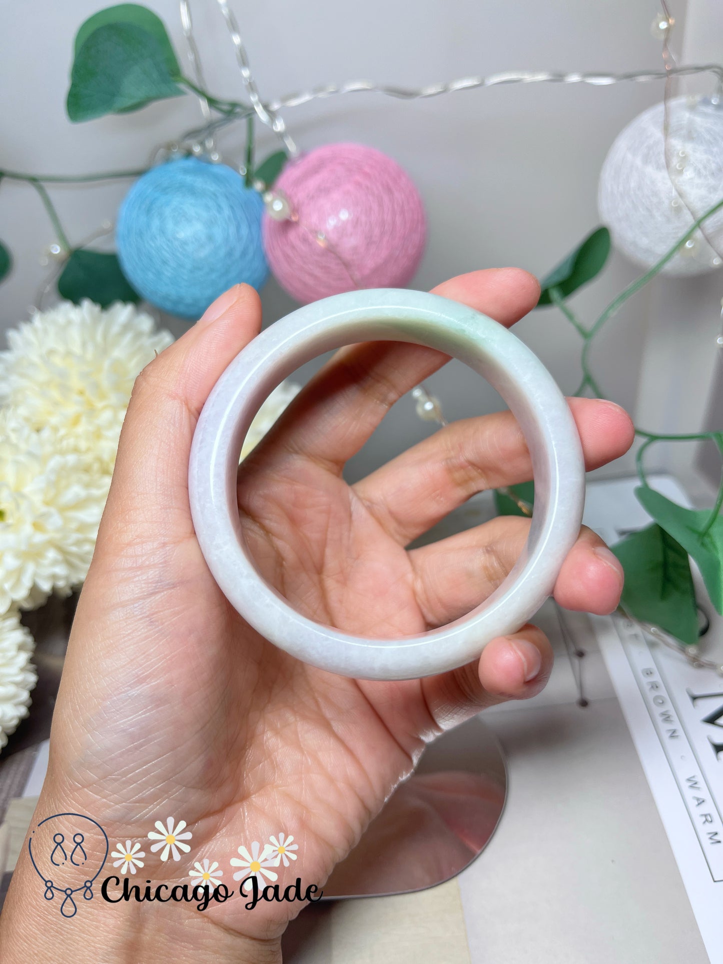 57.2mm Size M Pink Blue White Multi-Color Natural Untreated Grade A Authentic Burma Jadeite Jade Feicui Bangle