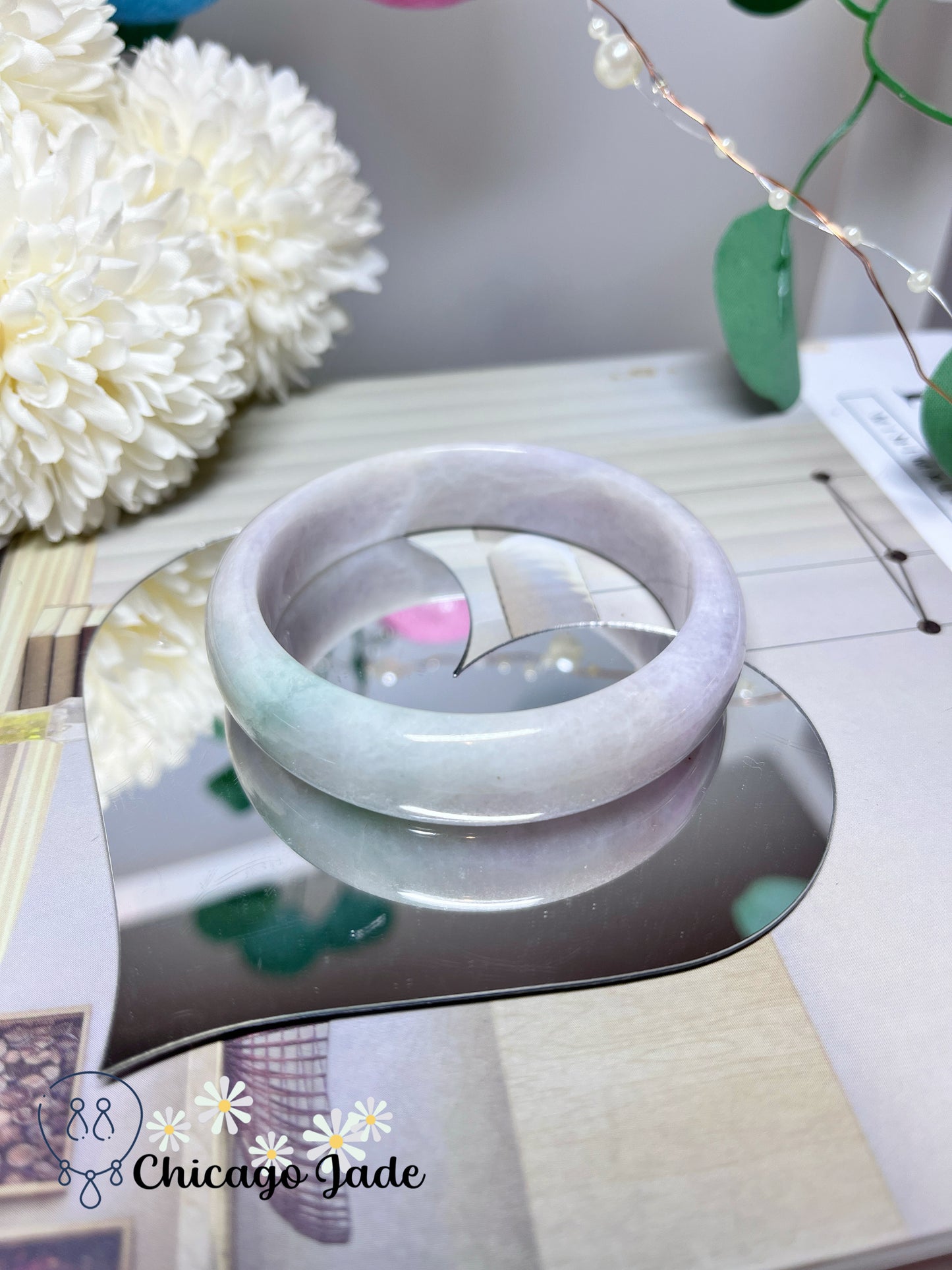 57.2mm Size M Pink Blue White Multi-Color Natural Untreated Grade A Authentic Burma Jadeite Jade Feicui Bangle