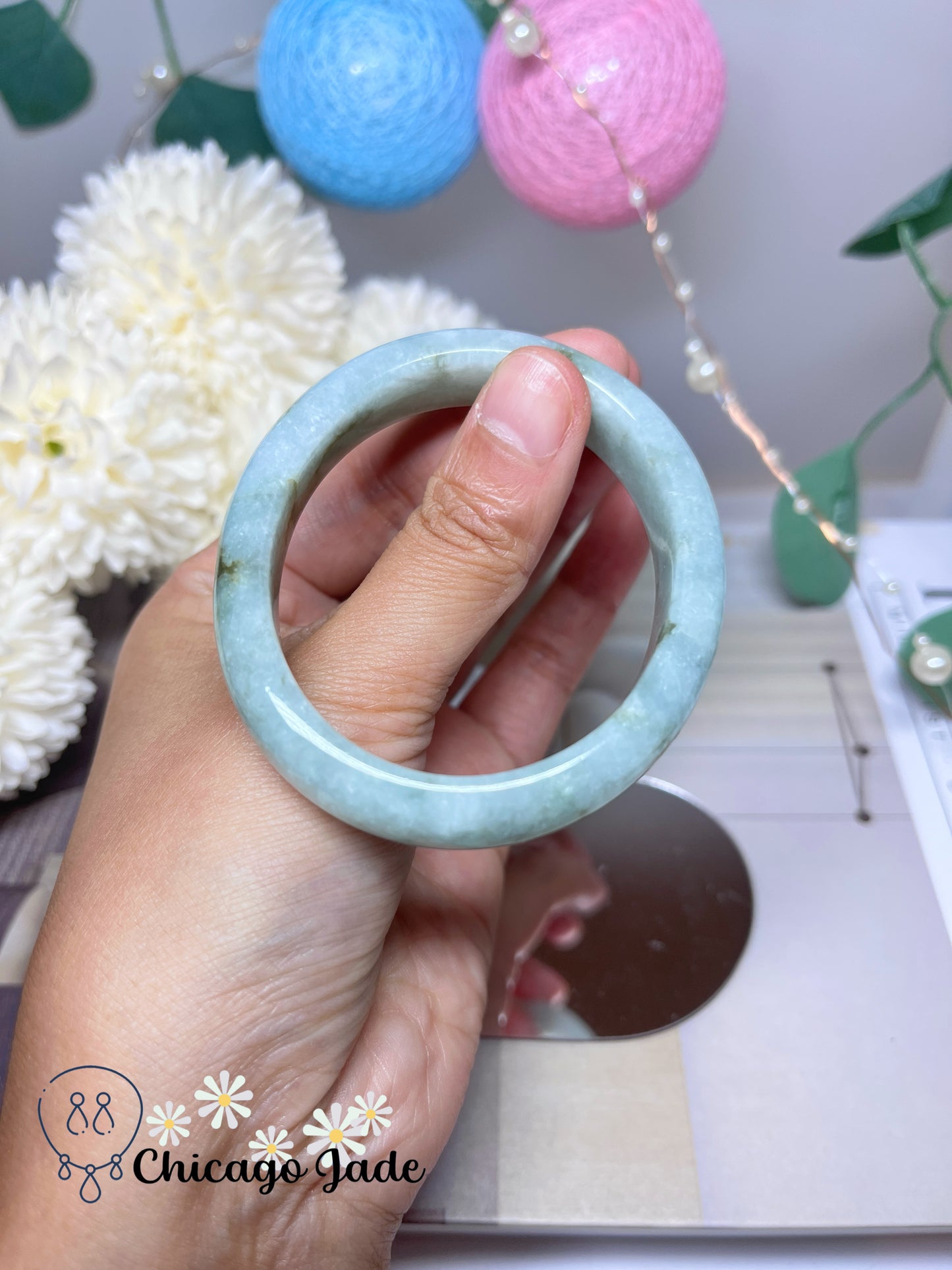 53.2mm Size XS Oval Shaped Natural Grade A Authentic Burma Jadeite Jade Feicui Bangle