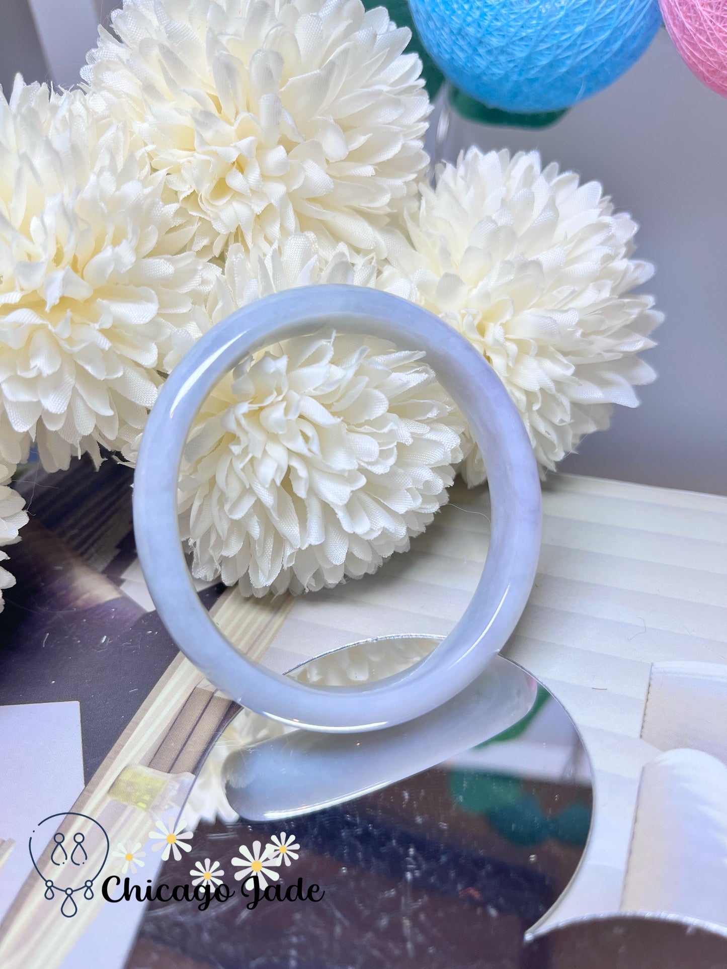 54.3mm Size XS Light Lavender Natural Grade A Authentic Burma Jadeite Jade Feicui Bangle Oval Shape