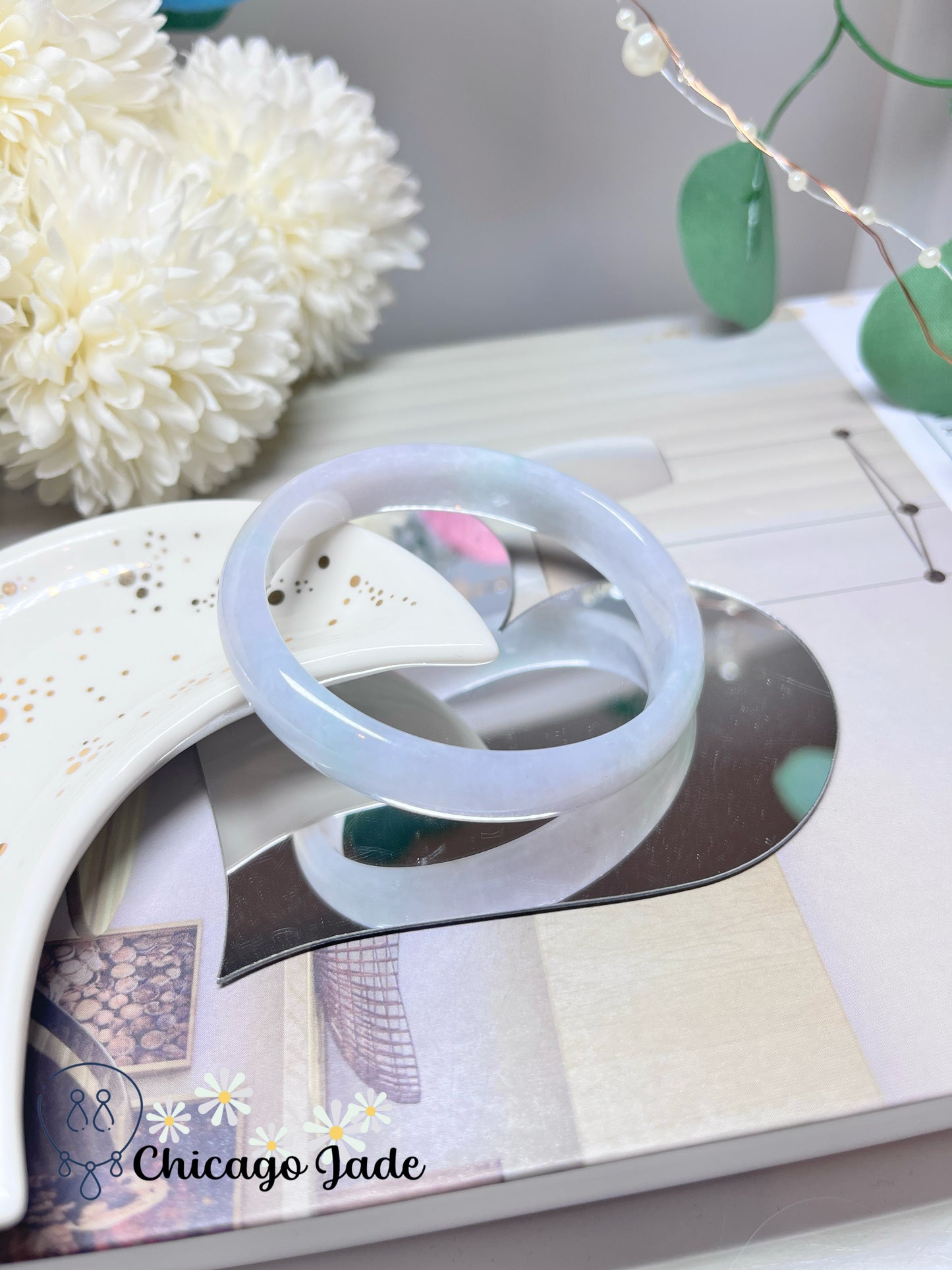 55.5 mm Size S Oval Shaped Natural Grade A Authentic Jadeite Jade Feicui Bangle