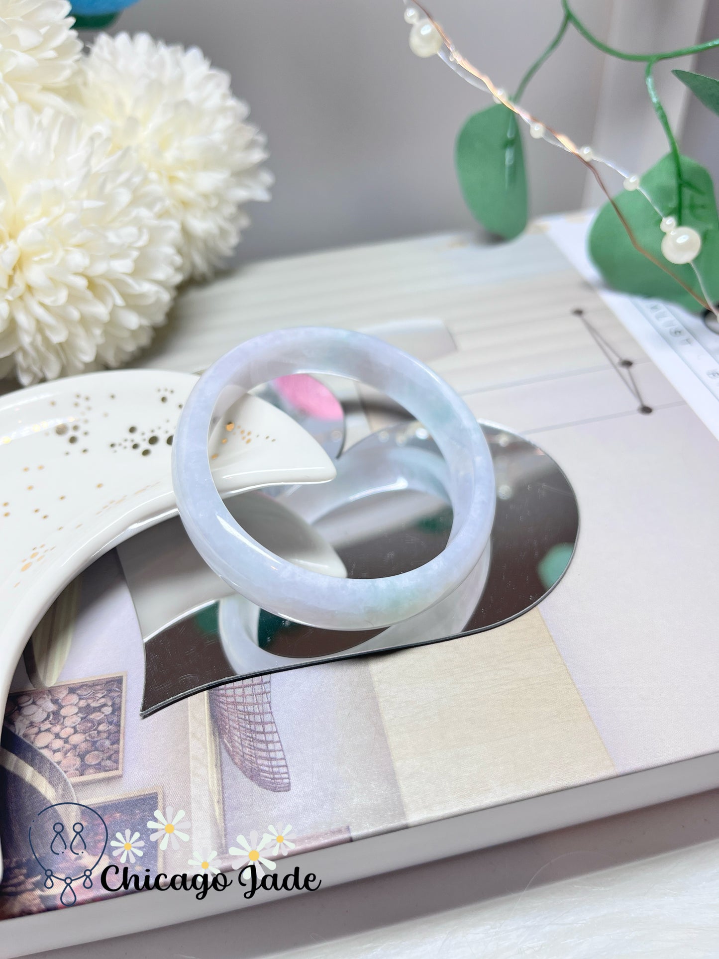 55.5 mm Size S Oval Shaped Natural Grade A Authentic Jadeite Jade Feicui Bangle