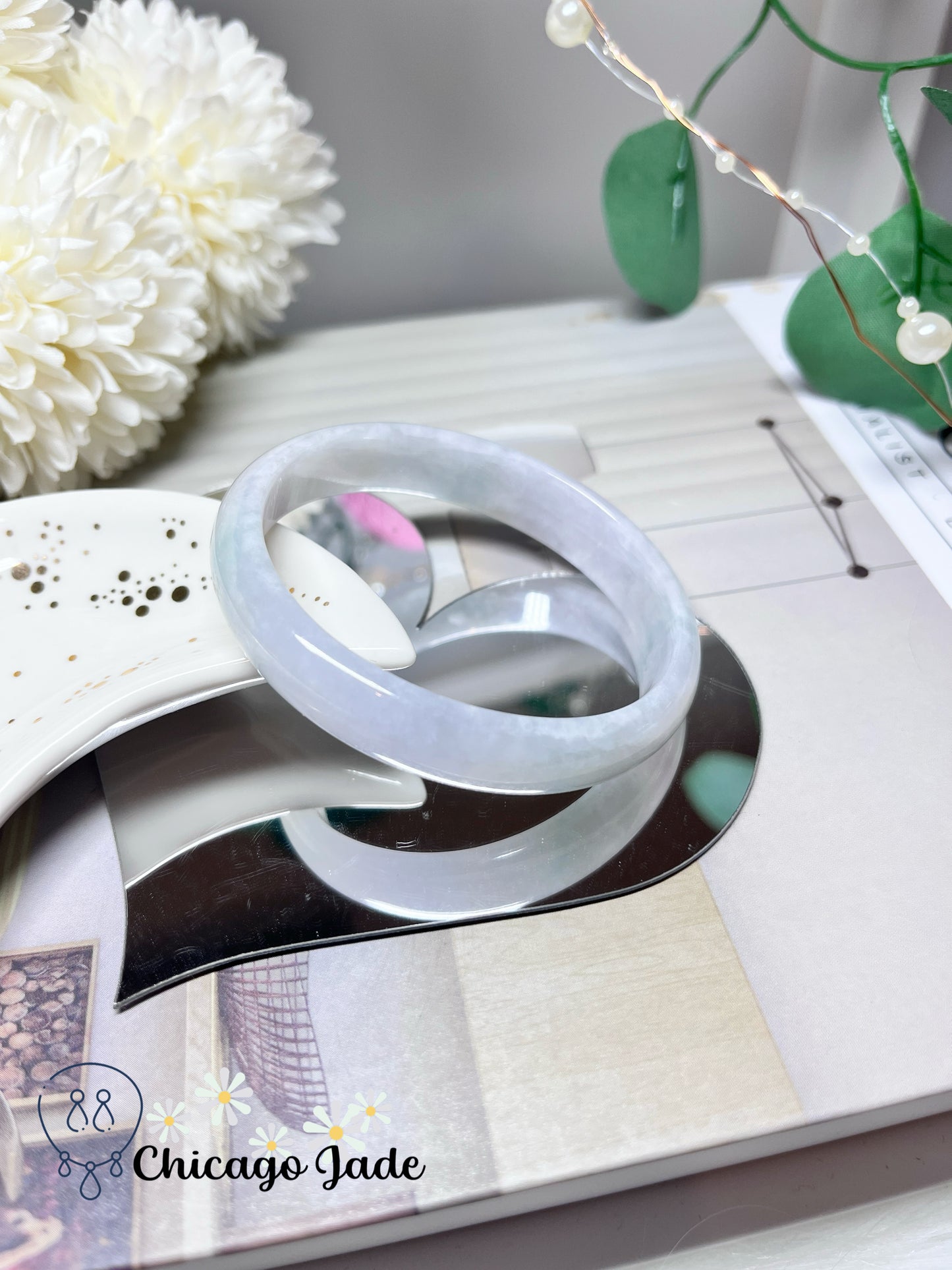 55.5 mm Size S Oval Shaped Natural Grade A Authentic Jadeite Jade Feicui Bangle