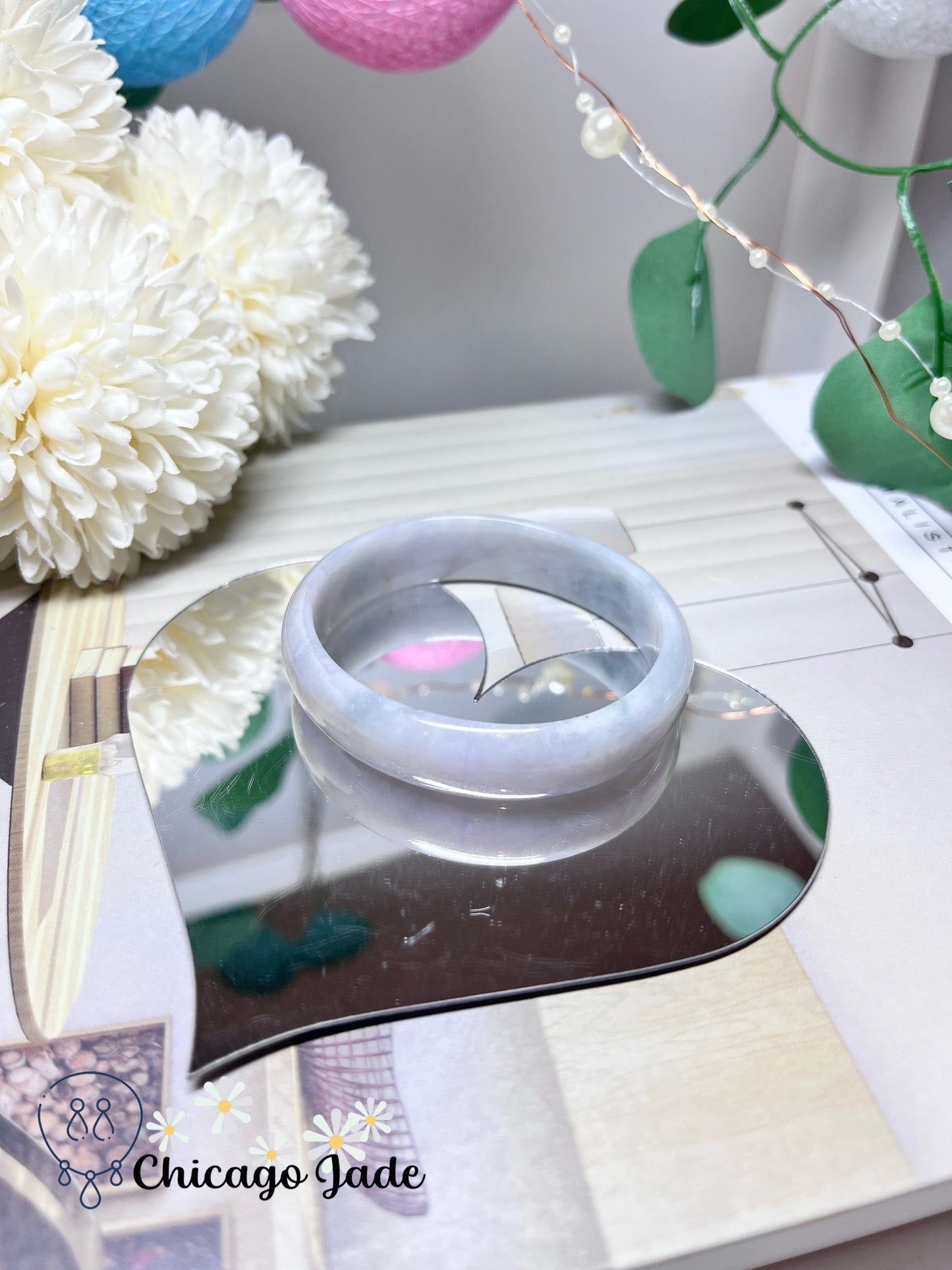 51.1mm Size XS Pink Blue Natural Grade A Authentic Grade A Burma Handmade Oval Shaped Jadeite Jade Feicui Bangle