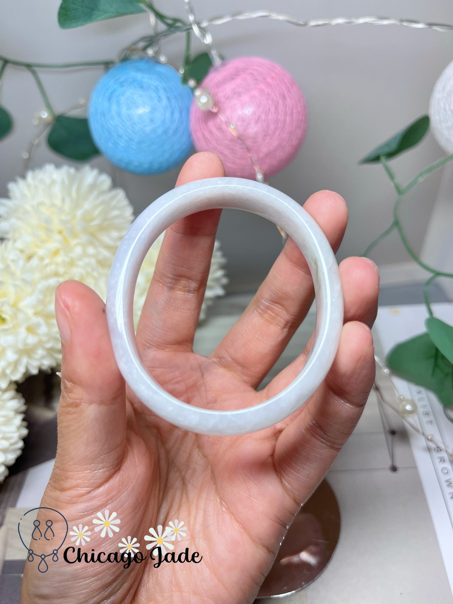 53.6mm Size XXS Oval Shaped Faint Pink with Green Highlights Natural Grade A Authentic Untreated Burma Jadeite Jade Feicui Bangle