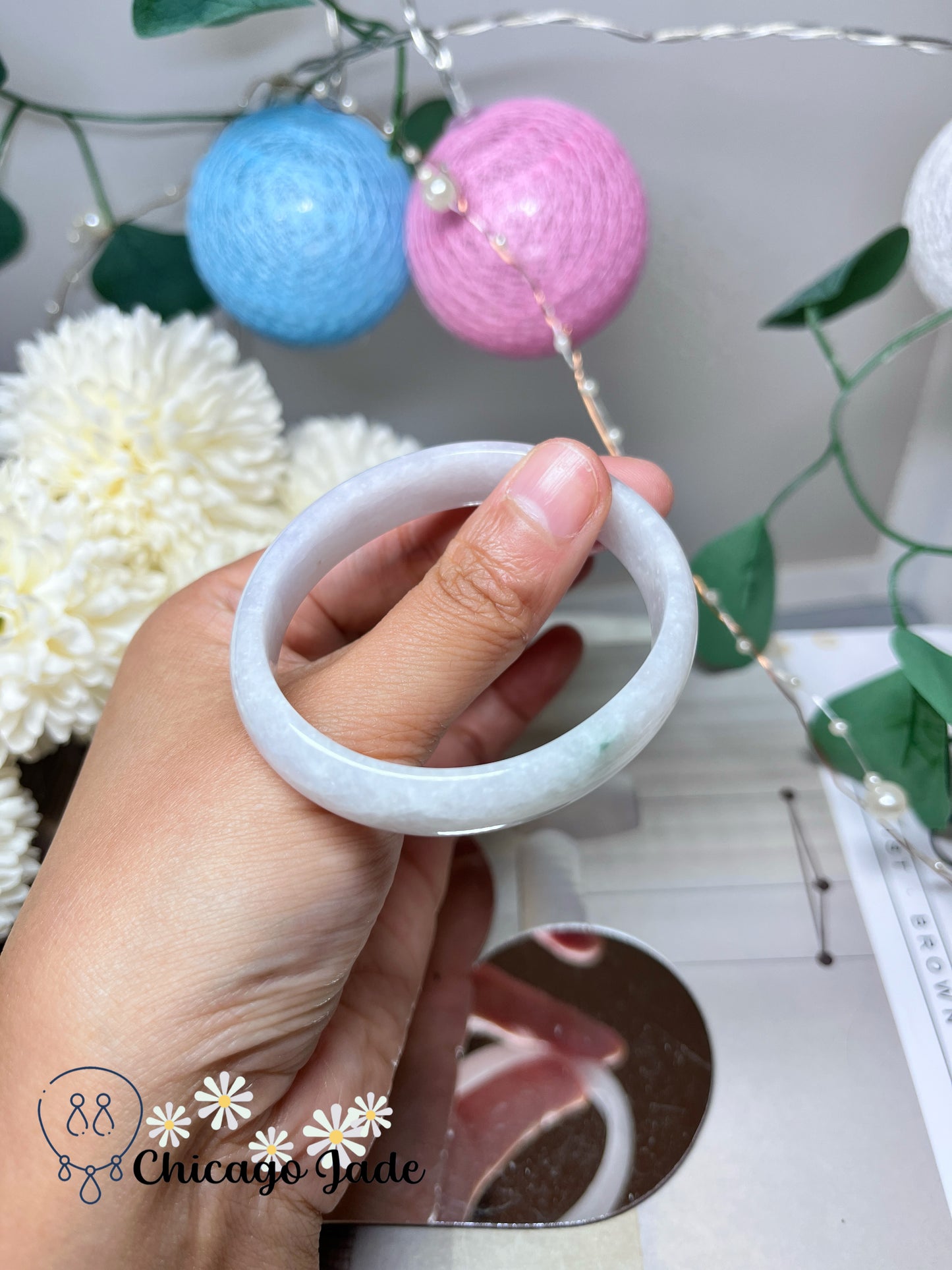 53.6mm Size XXS Oval Shaped Faint Pink with Green Highlights Natural Grade A Authentic Untreated Burma Jadeite Jade Feicui Bangle
