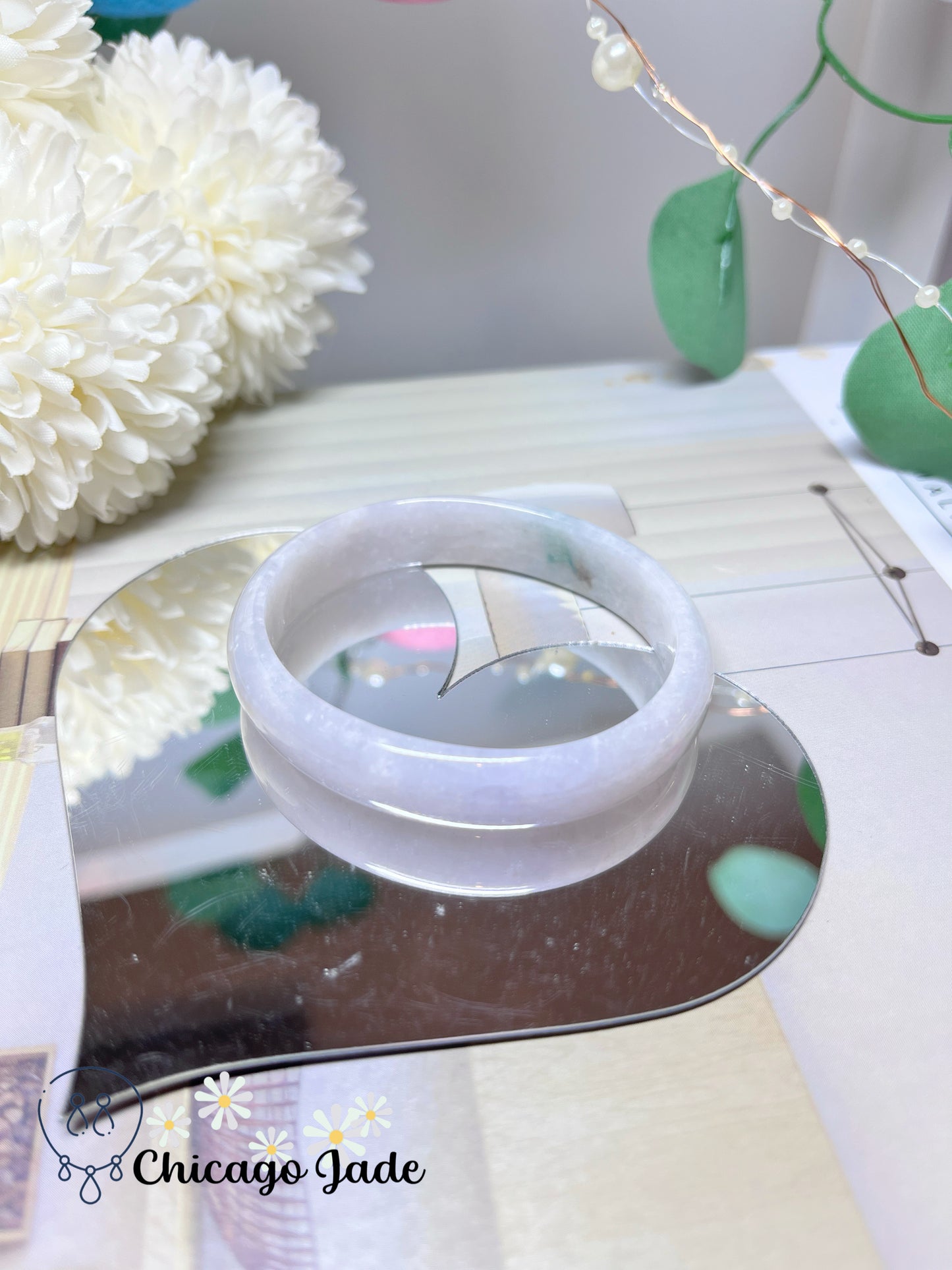 53.6mm Size XXS Oval Shaped Faint Pink with Green Highlights Natural Grade A Authentic Untreated Burma Jadeite Jade Feicui Bangle