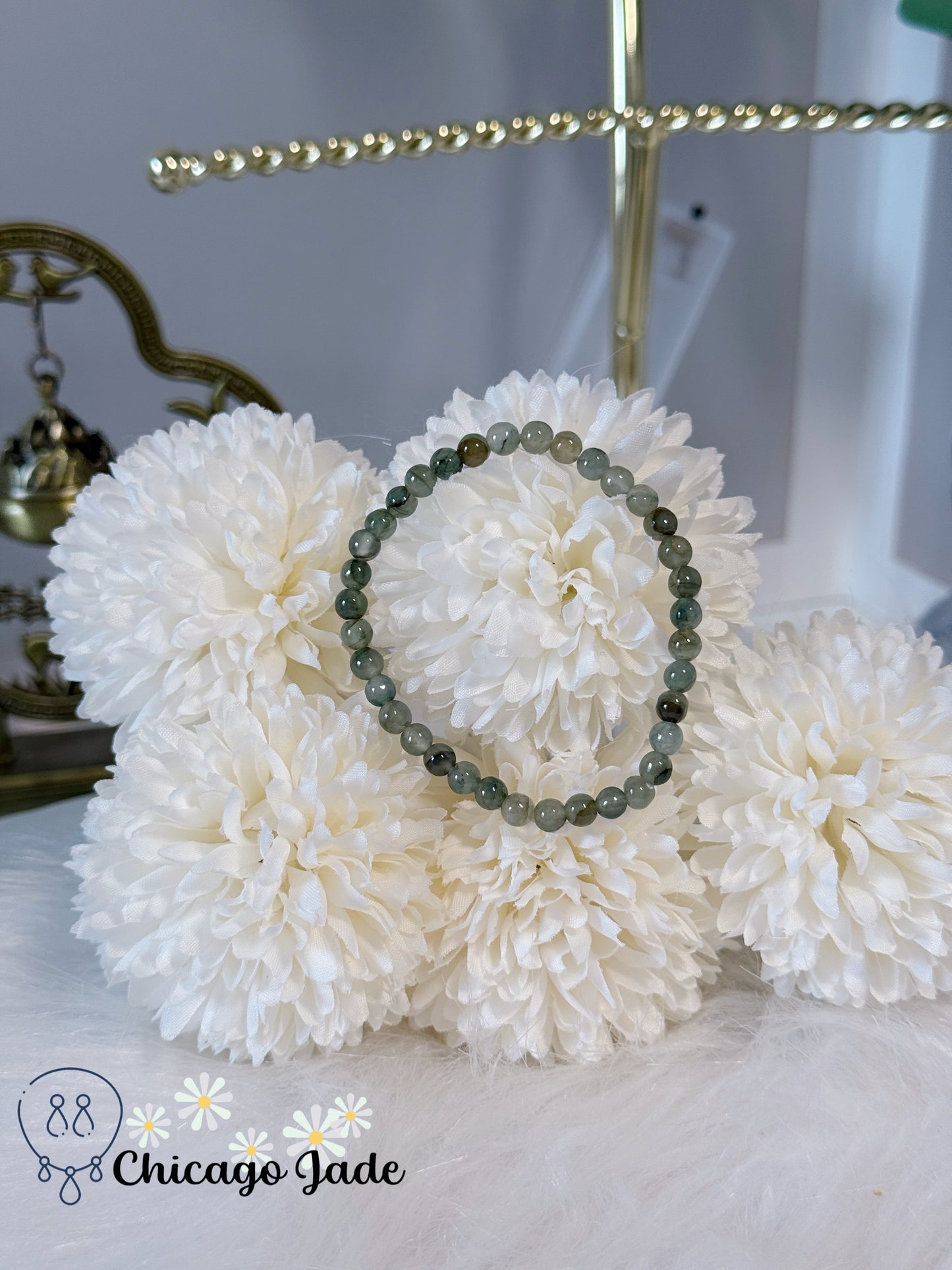 Icy Green Natural Grade A Authentic Untreated Burma Jadeite Jade Feicui Beaded Bracelet