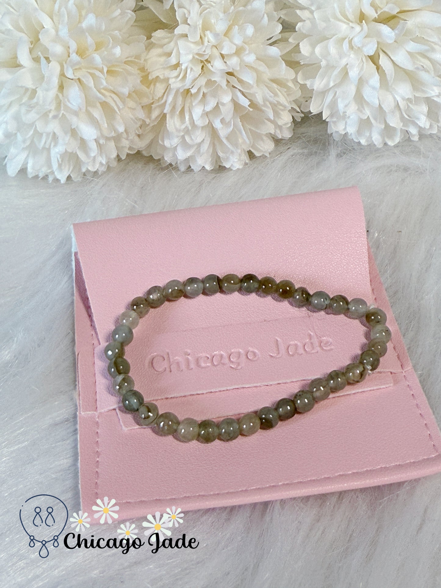 Icy Yellow Green Natural Grade A Authentic Untreated Burma Jadeite Jade Feicui Beaded Bracelet