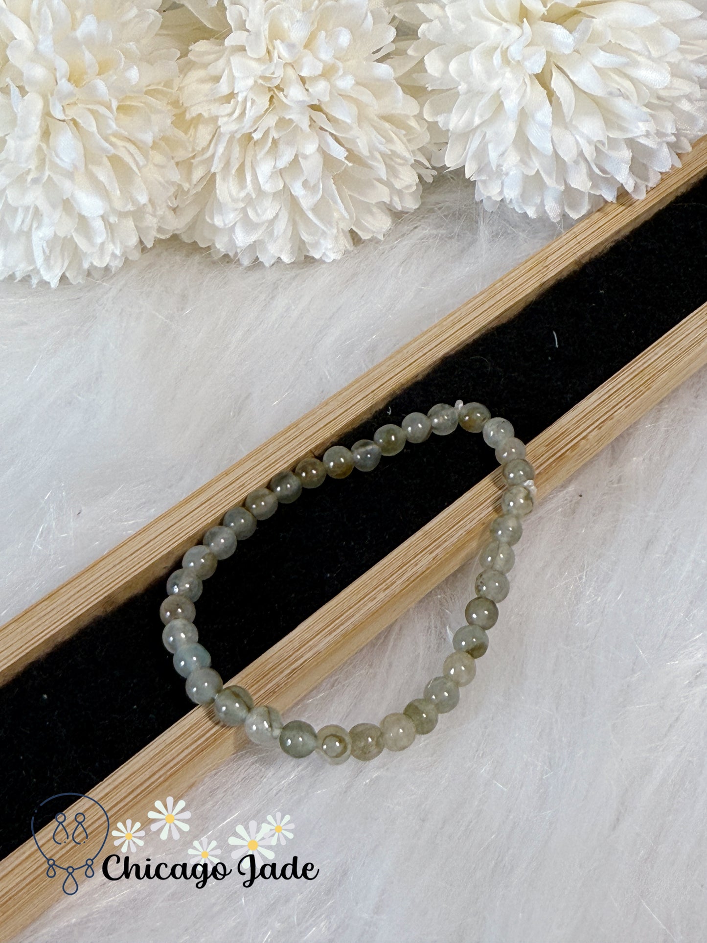 Icy Yellow Green Natural Grade A Authentic Untreated Burma Jadeite Jade Feicui Beaded Bracelet
