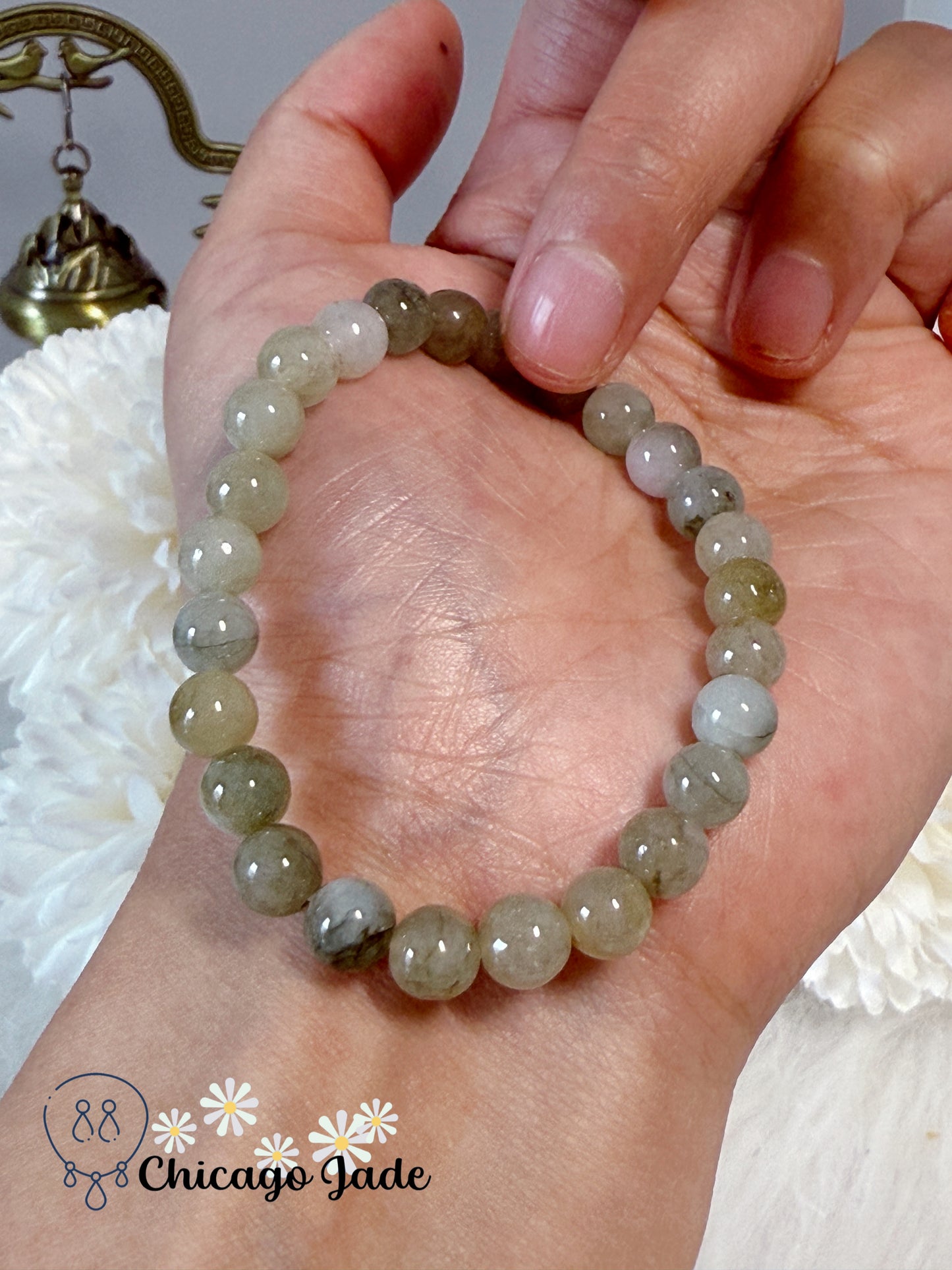 Multi-Color Green Yellow Natural Grade A Authentic Untreated Burma Jadeite Jade Feicui Beaded Bracelet Handmade Gift
