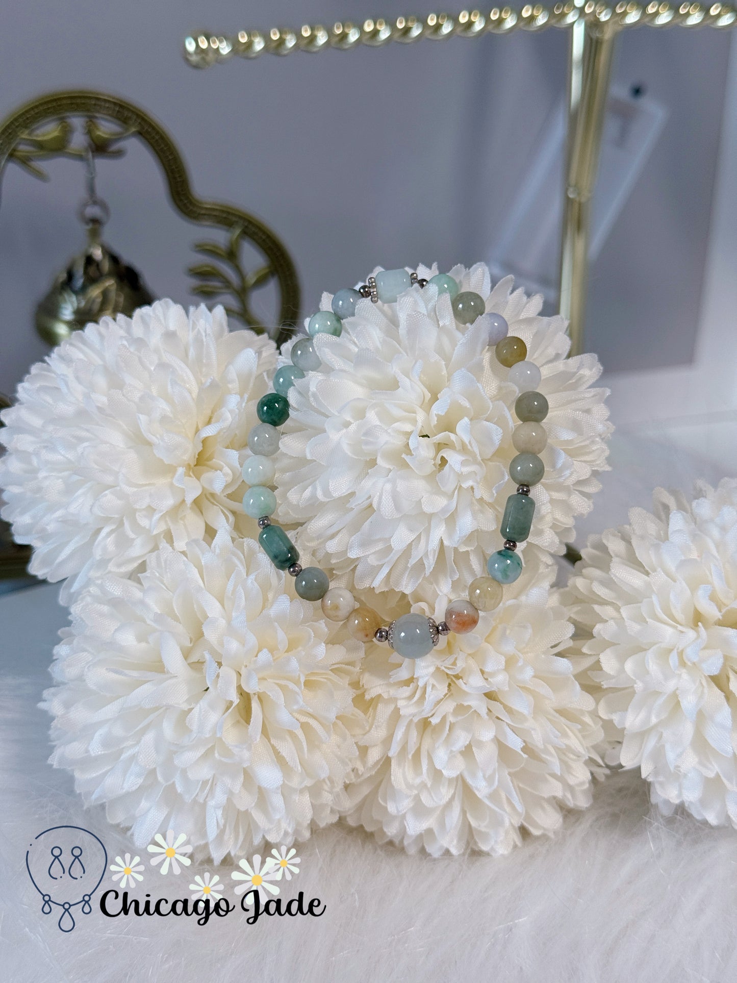 Multi-Color Natural Grade A Authentic Untreated Burma Jadeite Jade Feicui Beaded Bracelet Handmade Gift