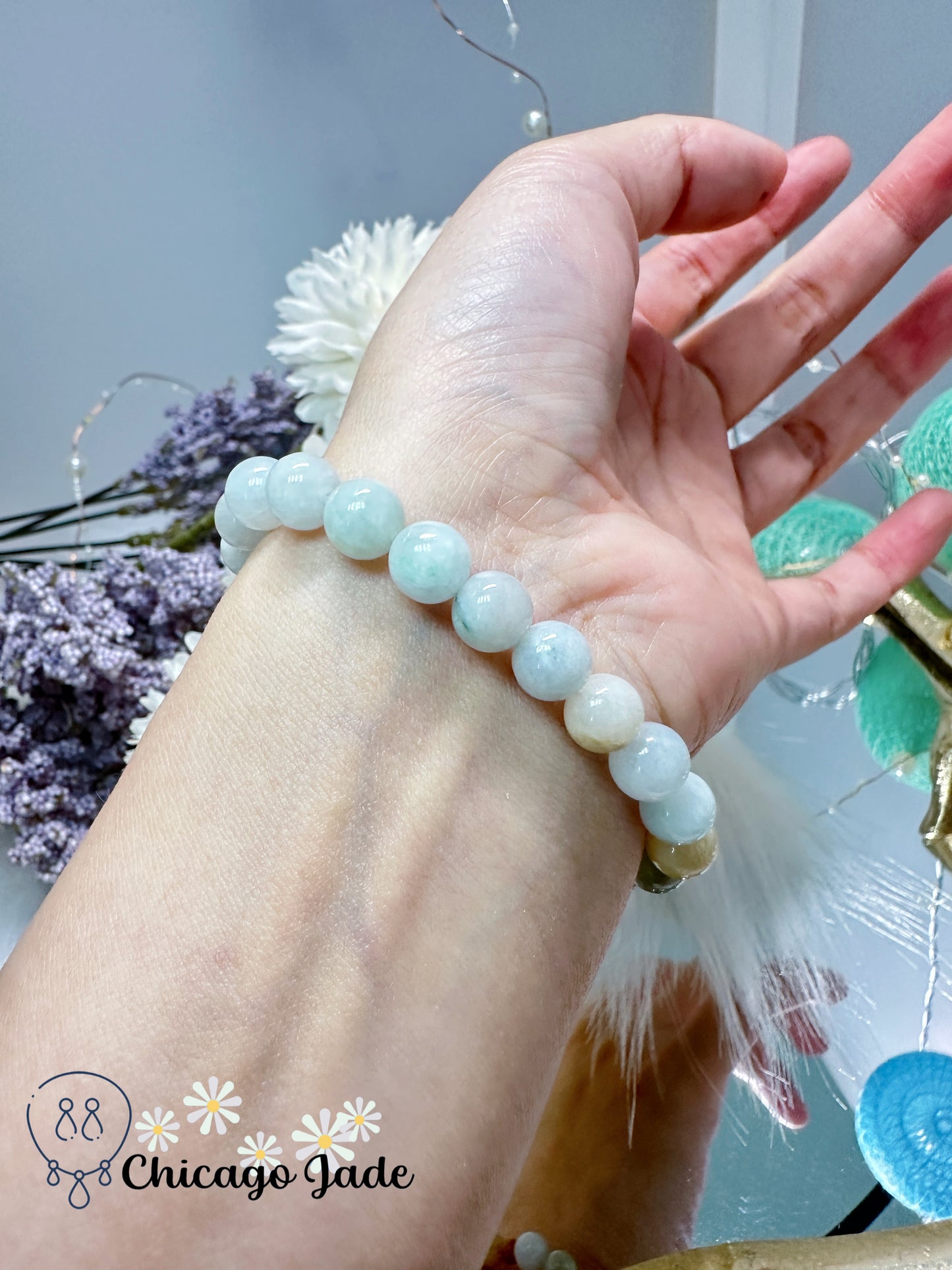 Multi-shaped jadeite jade feicui beaded bracelet - adjustable, affordable gift for your loved one