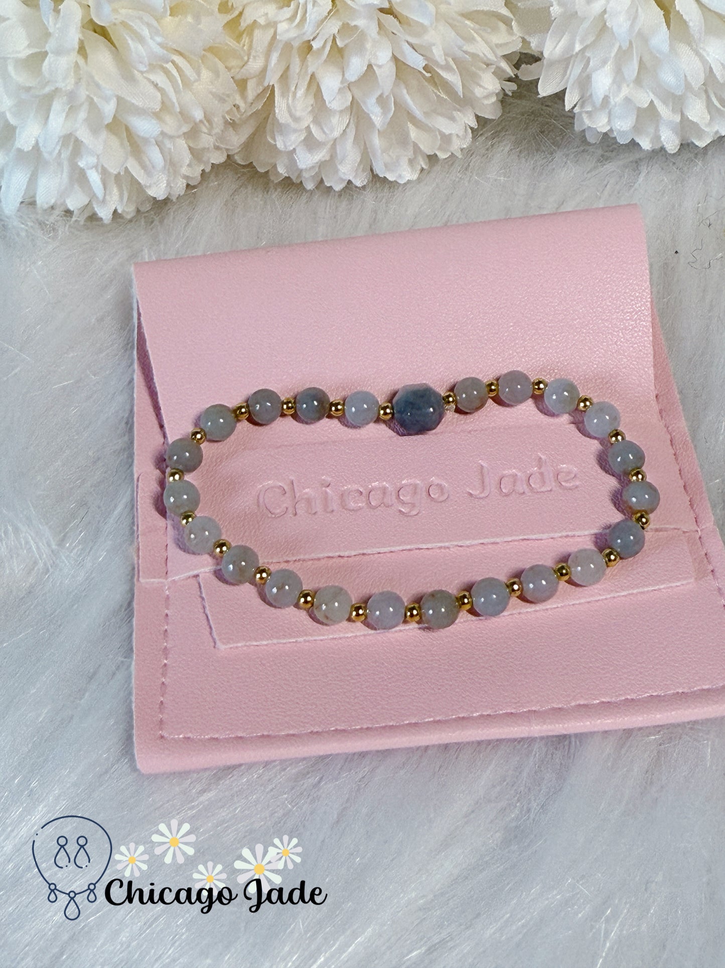Fall Themed Natural Light Blue Orange Authentic Grade A Untreated Burma Beaded Bracelet