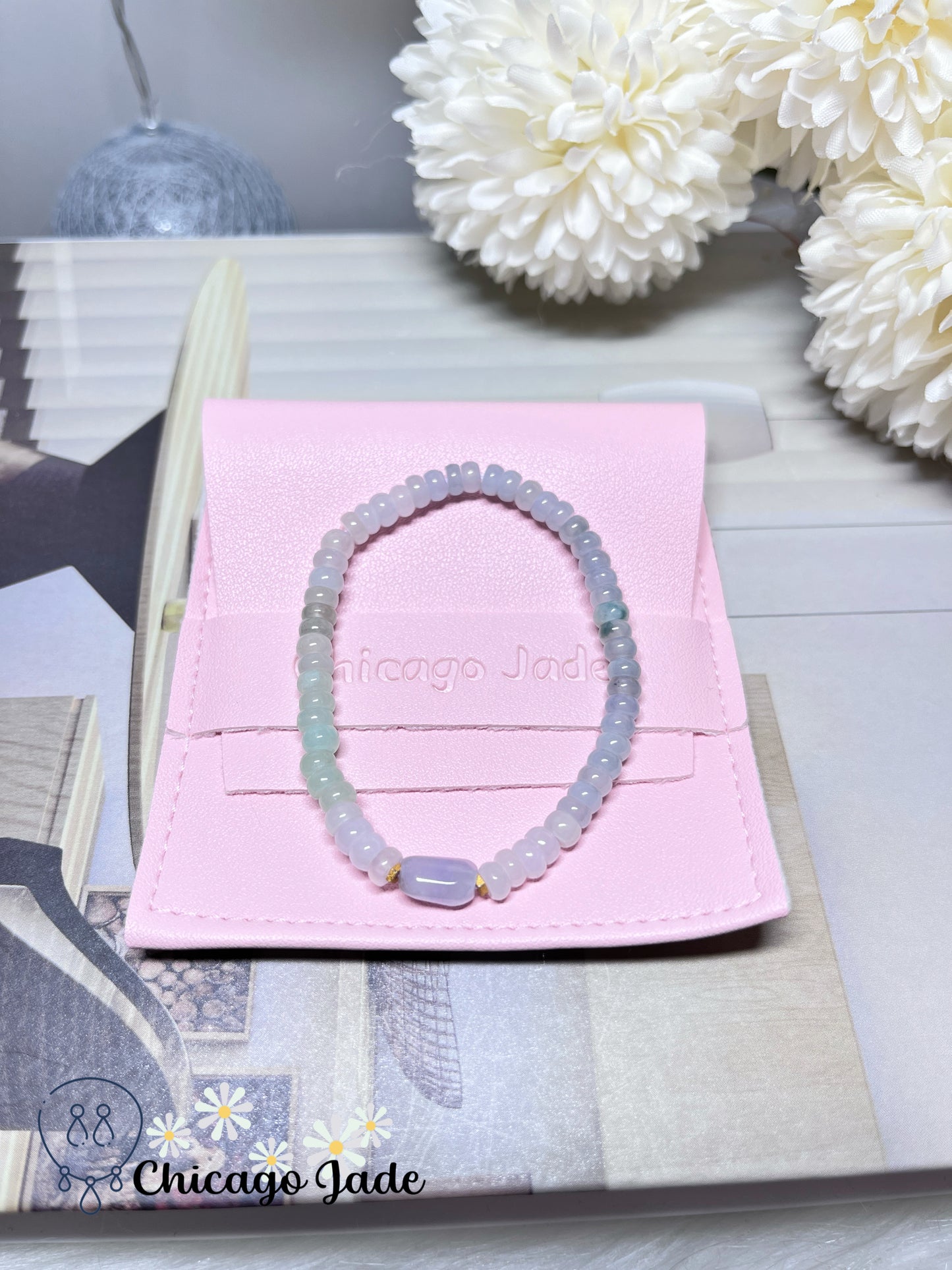 Spring Colored Green Purple Donut Shaped Natural Grade A Burma Beaded Bracelet Stretchable Handmade Gift Dainty Minimalist